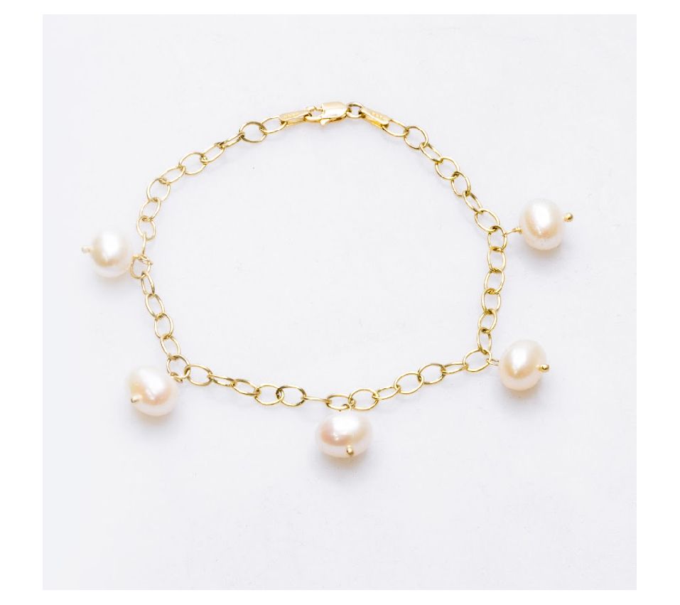 Alkeme 10K Gold Cultured Pearl Charm Bracelet
