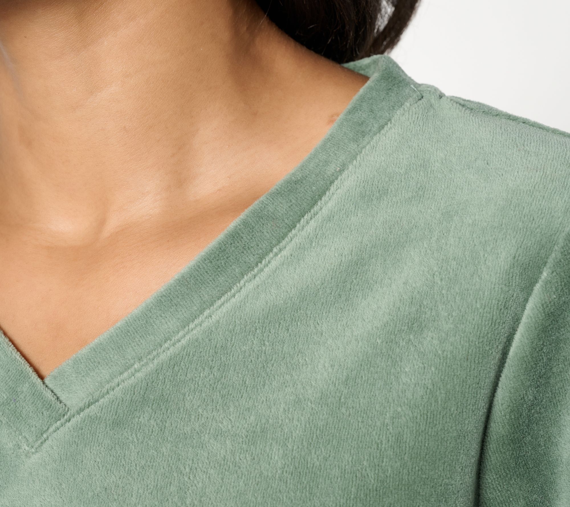 Denim & Co. Active Regular Velour Top & Straight Leg Pants Set