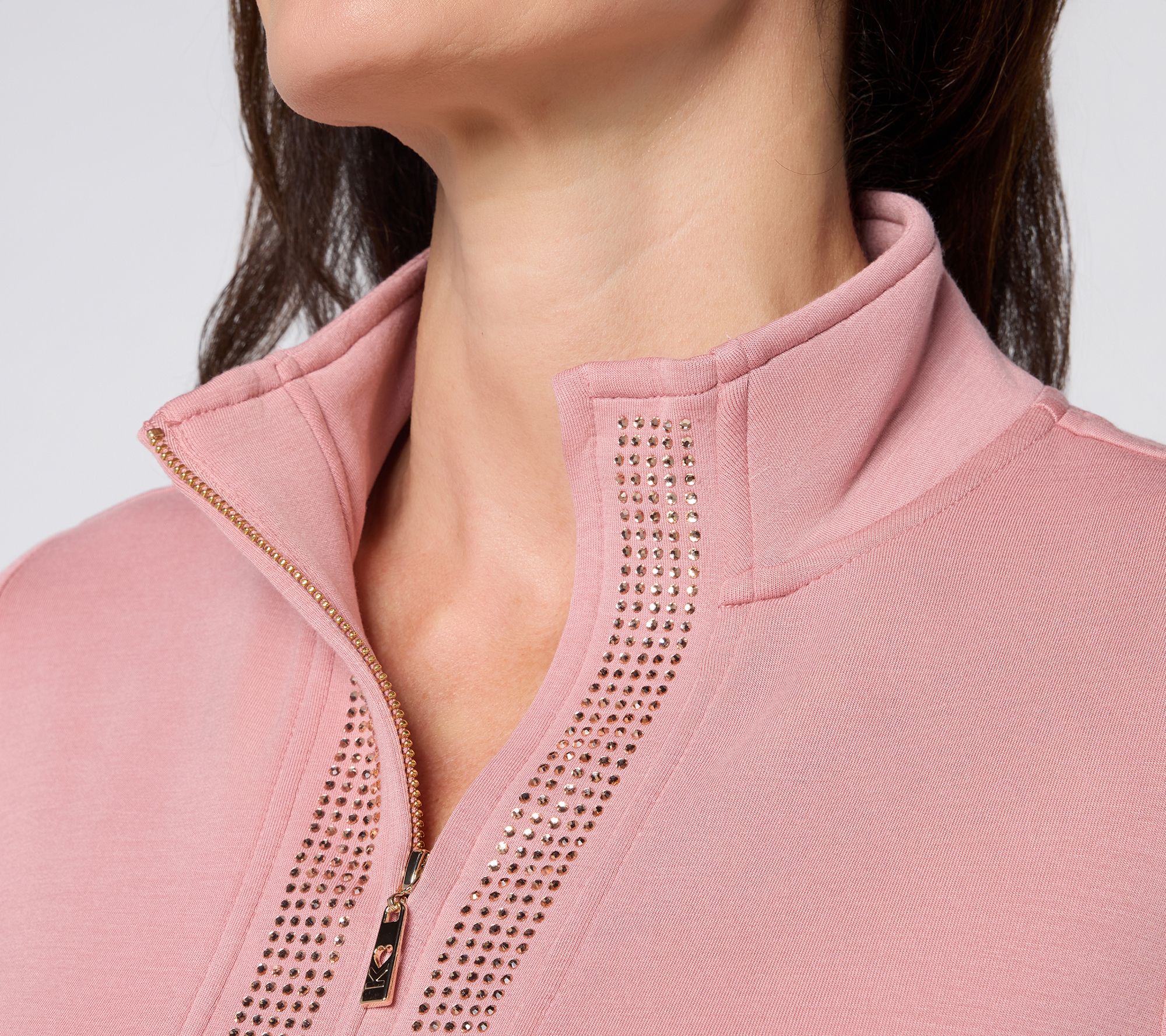 Belle by Kim Gravel Regular ScubaLuxe Sparkle Half-Zip Tunic