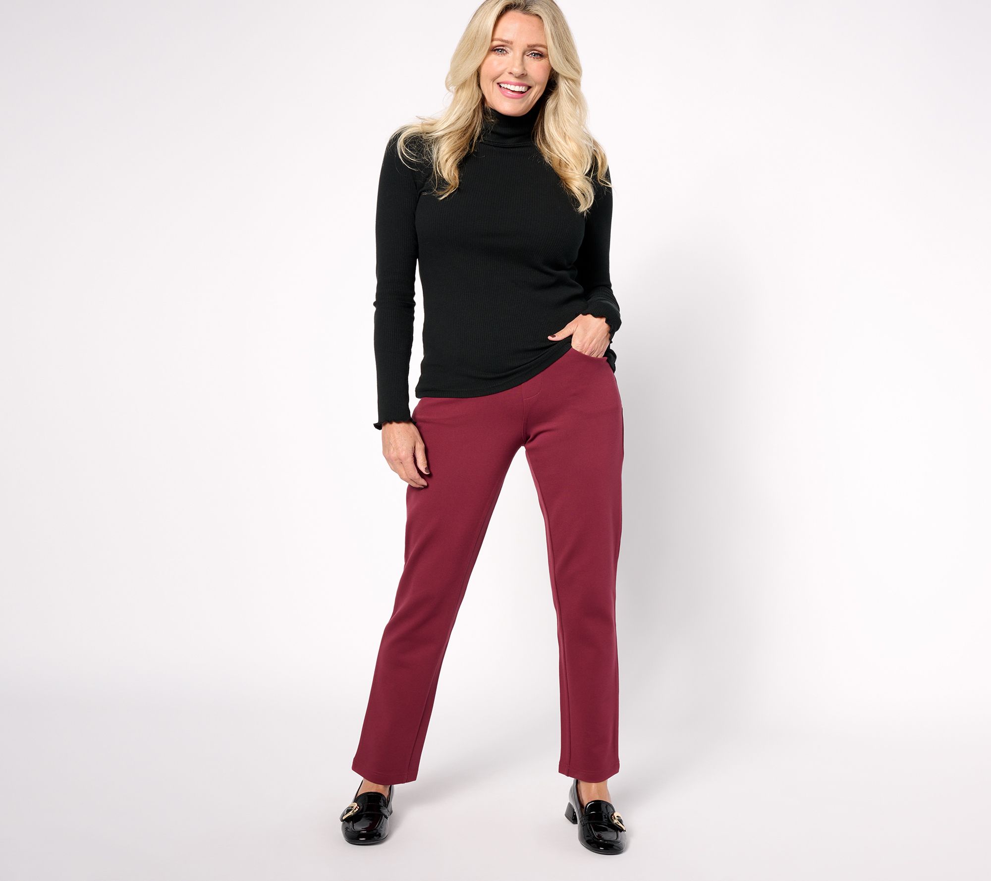 Belle by Kim Gravel Petite Perfect Ponte Straight Leg Pant