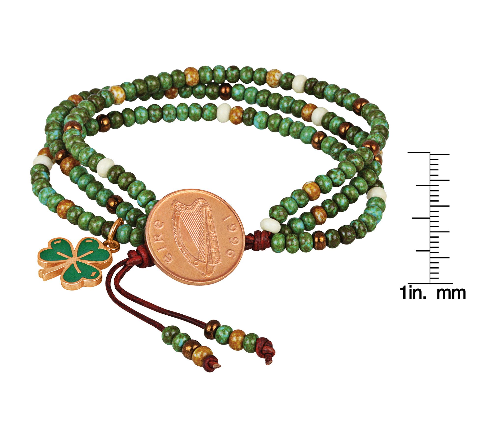American Coin Treasures Irish Penny Coin Bead Bracelet