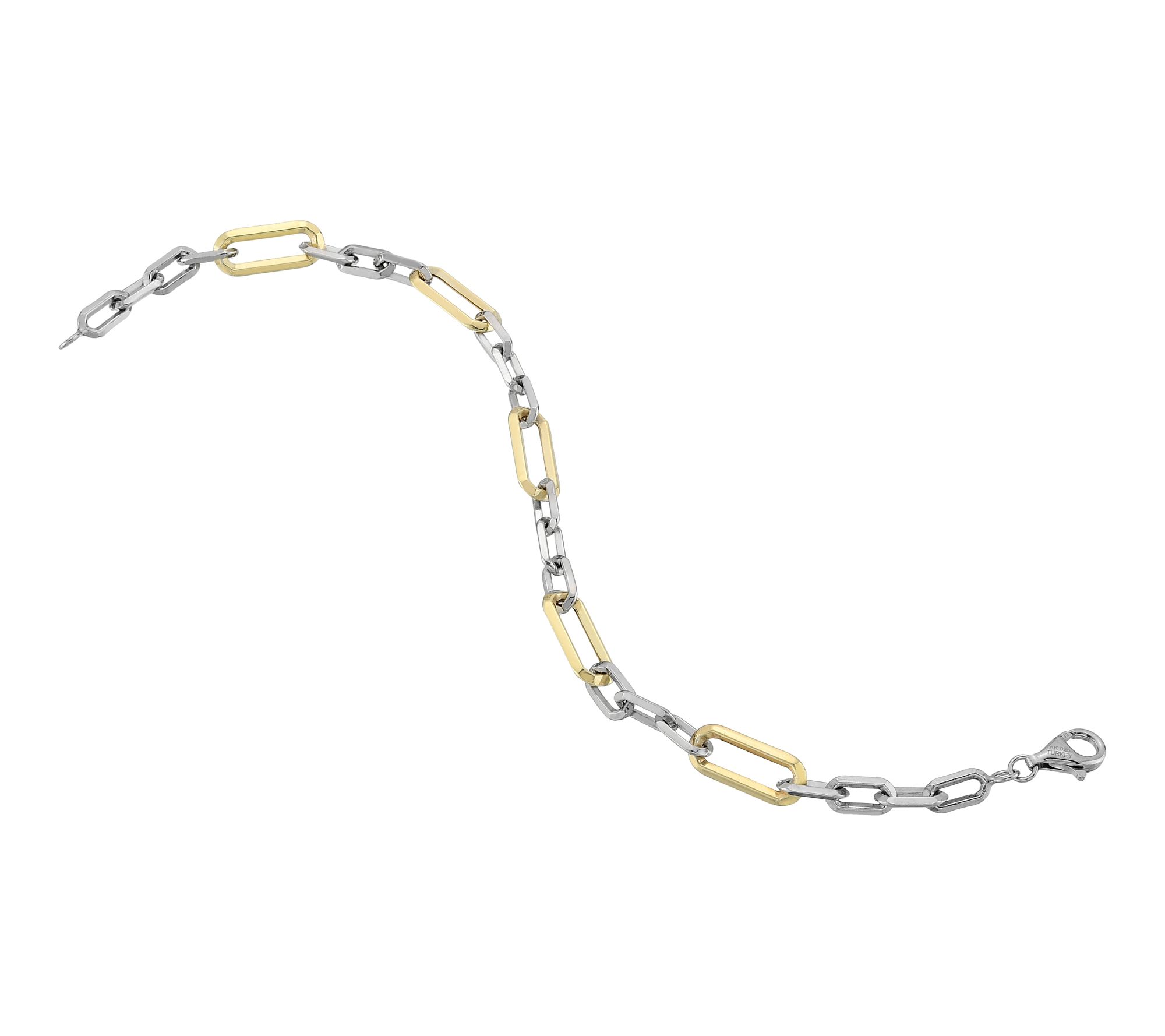 Silver Style Two-Tone Bold Paperclip Link Bracelet, Sterling