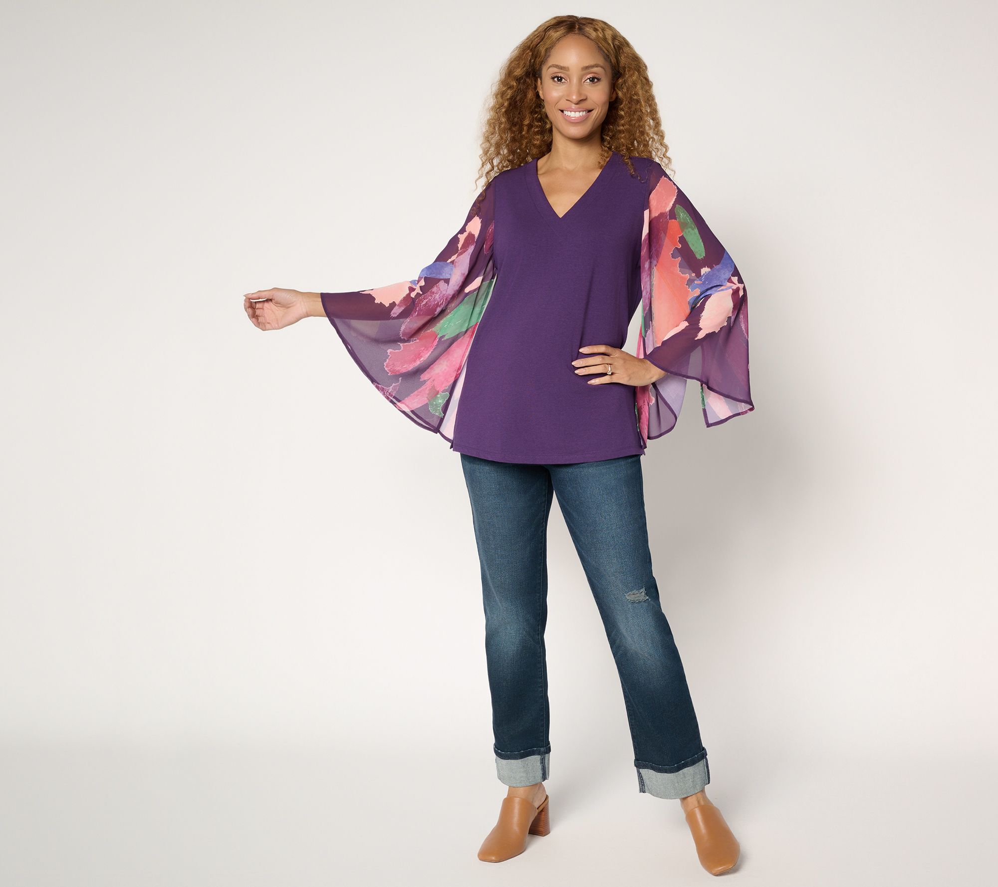 Brandis Dress Out Loud Autumn Abstract Breezey Sleeve V-Neck Top