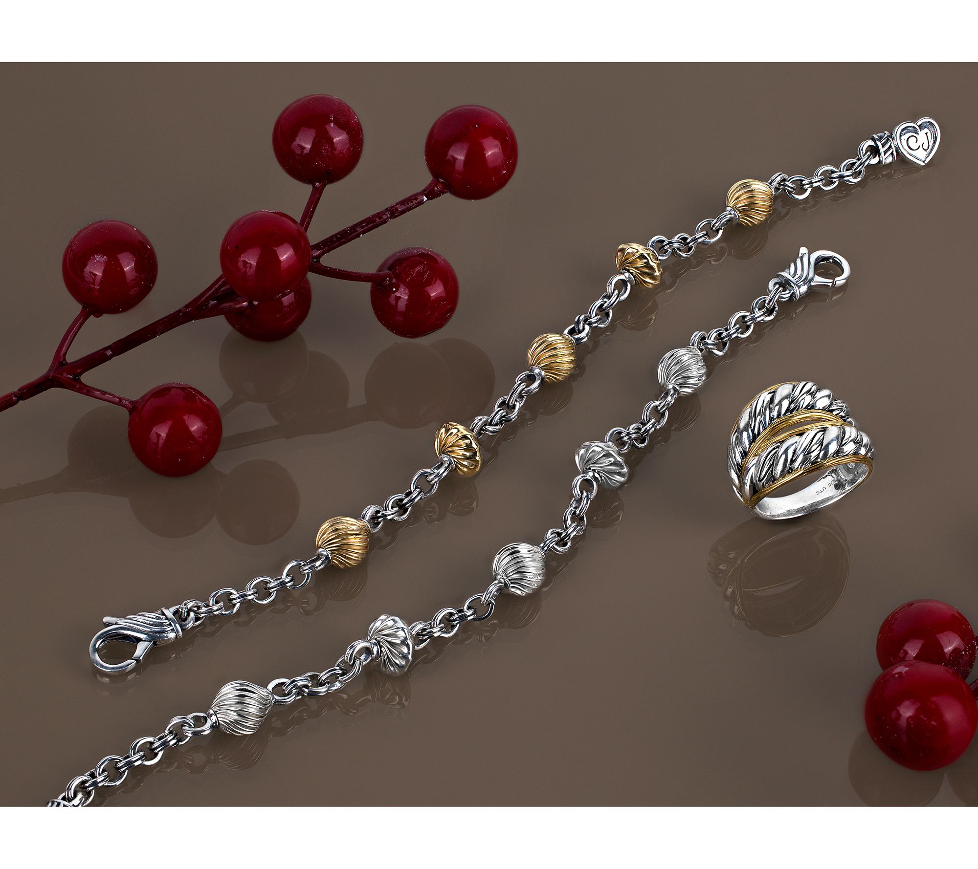 Christian James Two-Tone Sterling Alternating Bead Bracelet