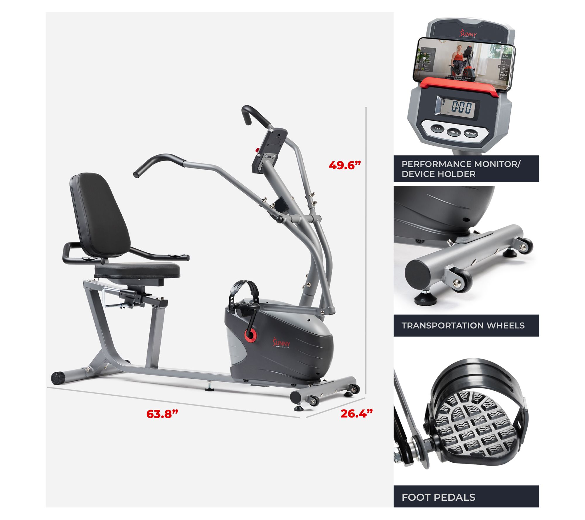 Sunny Health & Fitness Performance Recumbent Bike