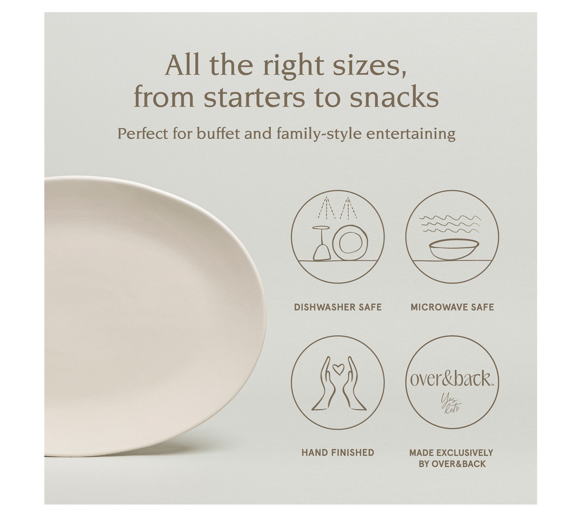 over&back Coupe Semi Matte Stoneware Oval Serving Platter