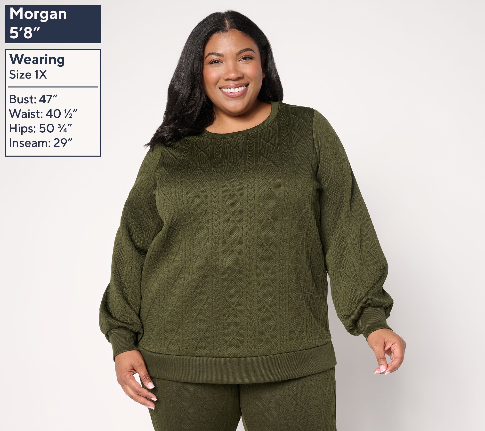 Belle by Kim Gravel Cable Chic Crewneck