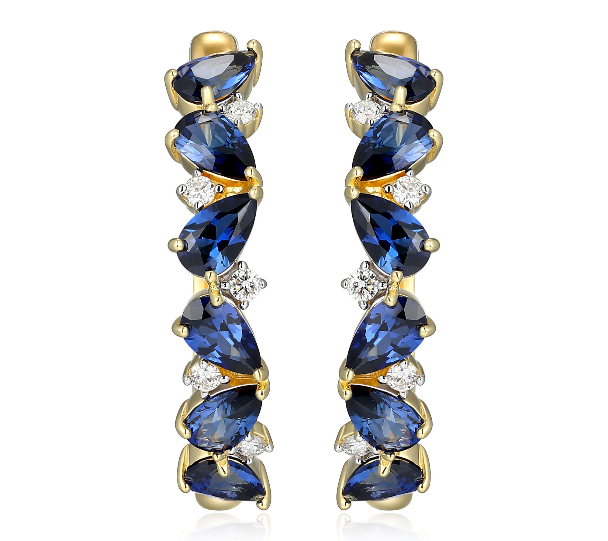 LuxLab Grown Gemstone & Diamond Hoop Earrings,18K Gold Plated