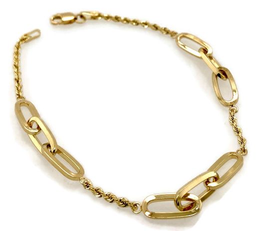 Alkeme 10K Gold Paperclip Link Station Bracelet