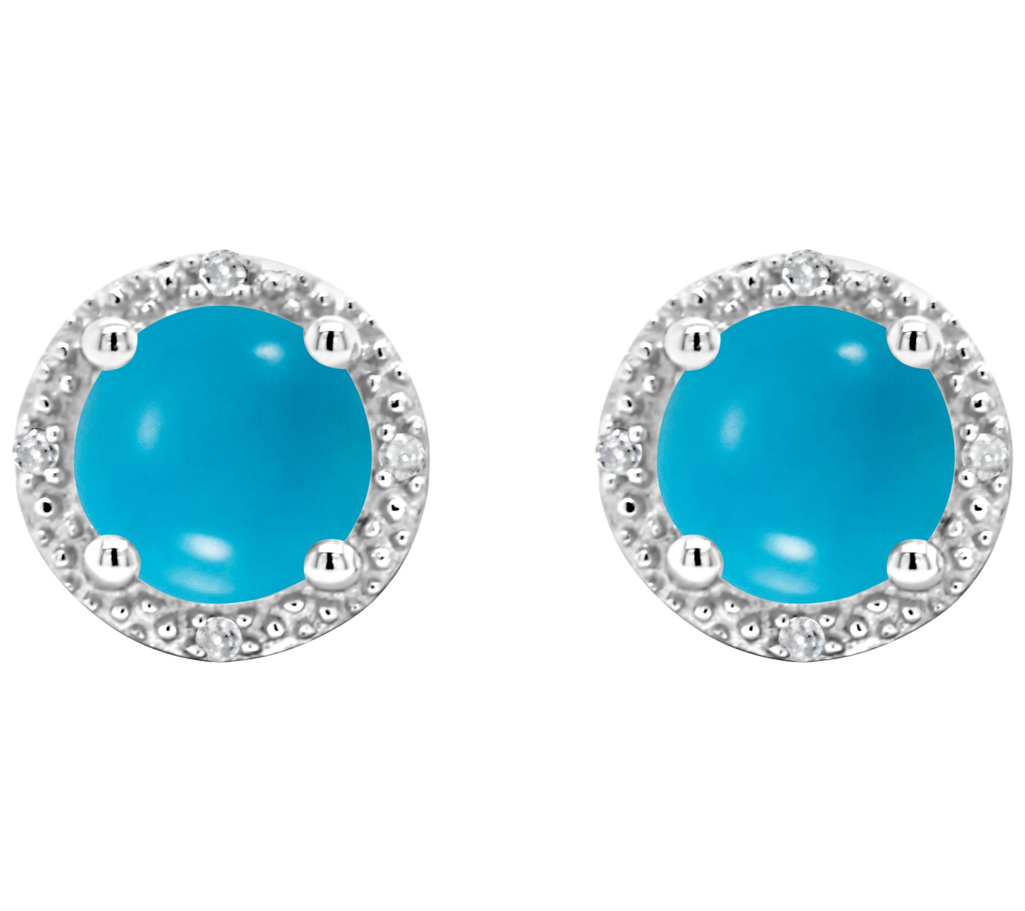 Affinity Gems Round Turquoise & Diamond Earrings, Sterling