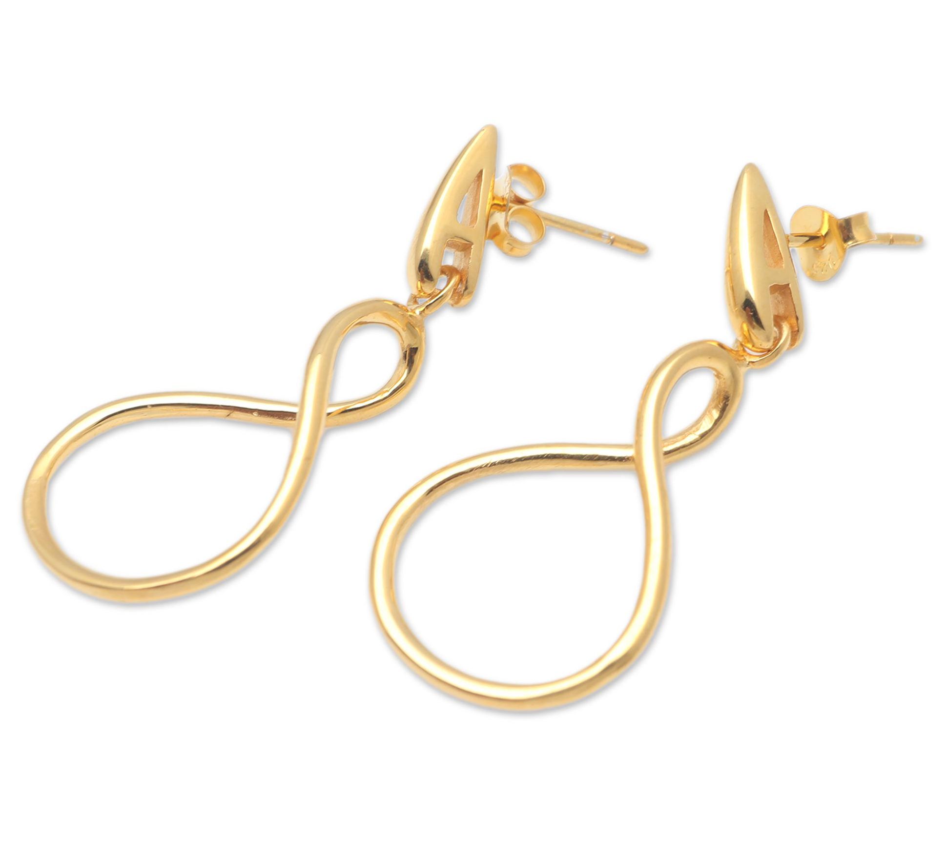 Novica Artisan Crafted 18K Gold Plated Looped Dangle Earrings