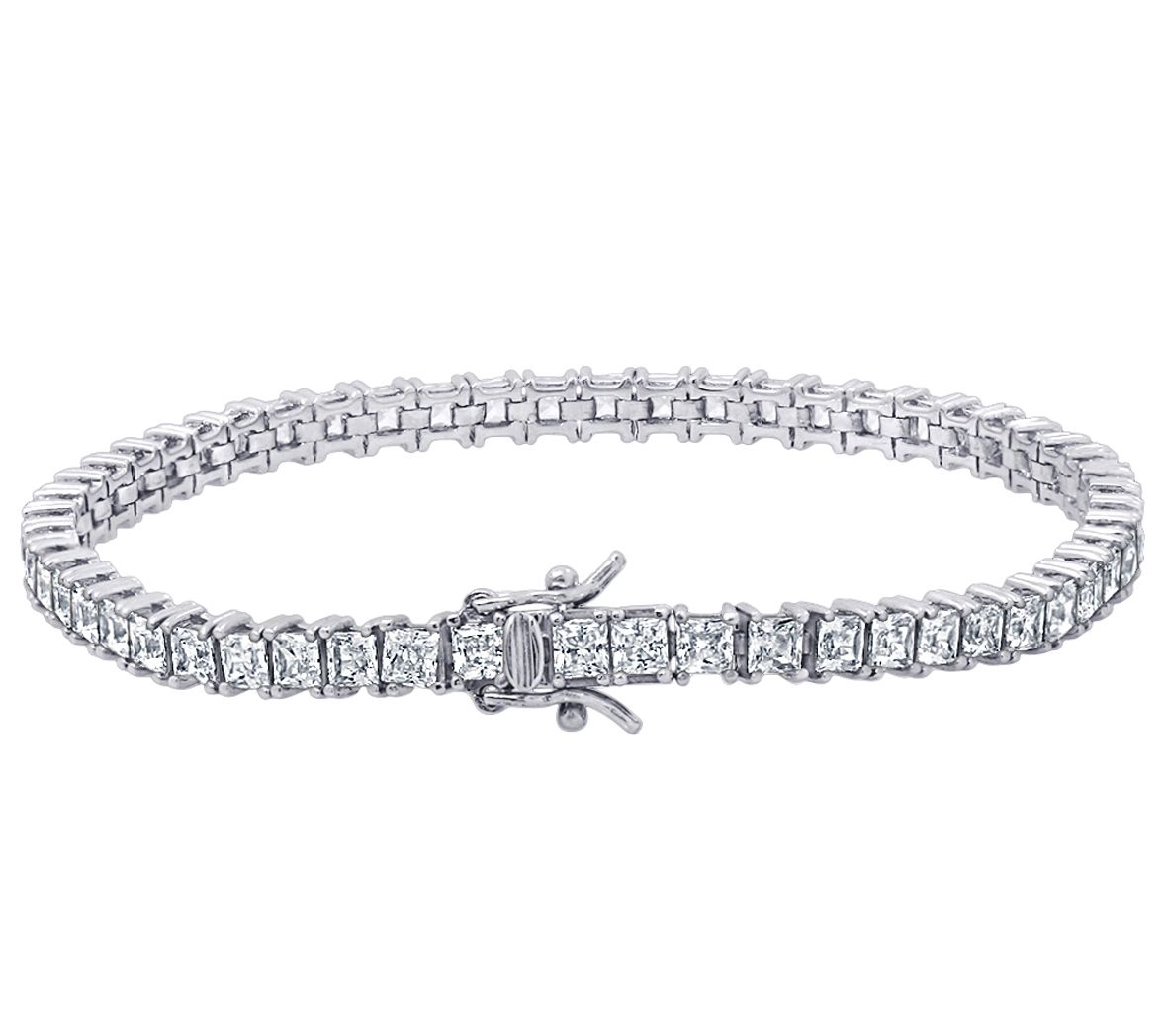 Diamonique Sterling 8.50 cttw Princess-Cut Tennis Bracelet