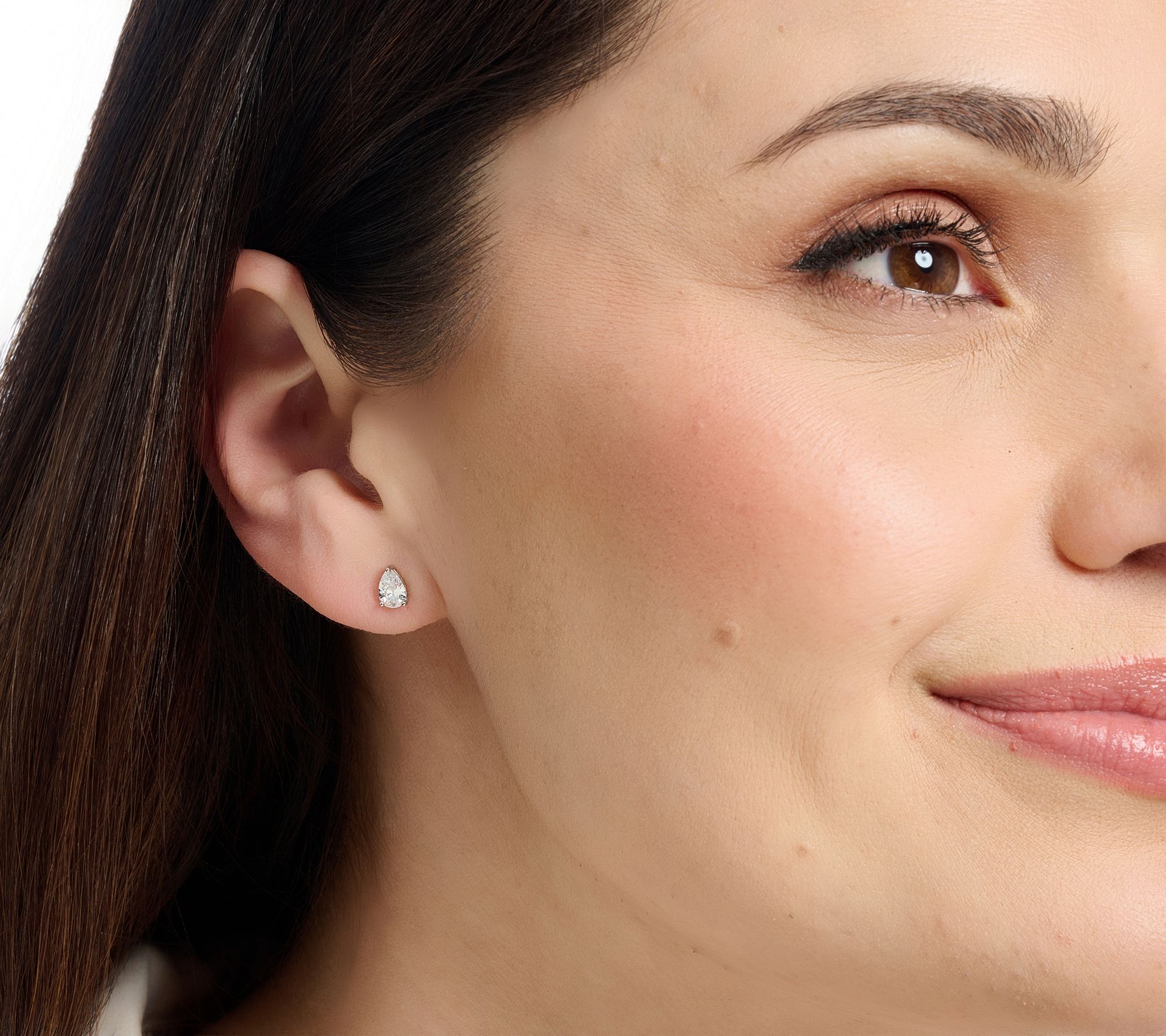 Diamonique Set of 3 Prong Set Stud Earrings with Heart Case