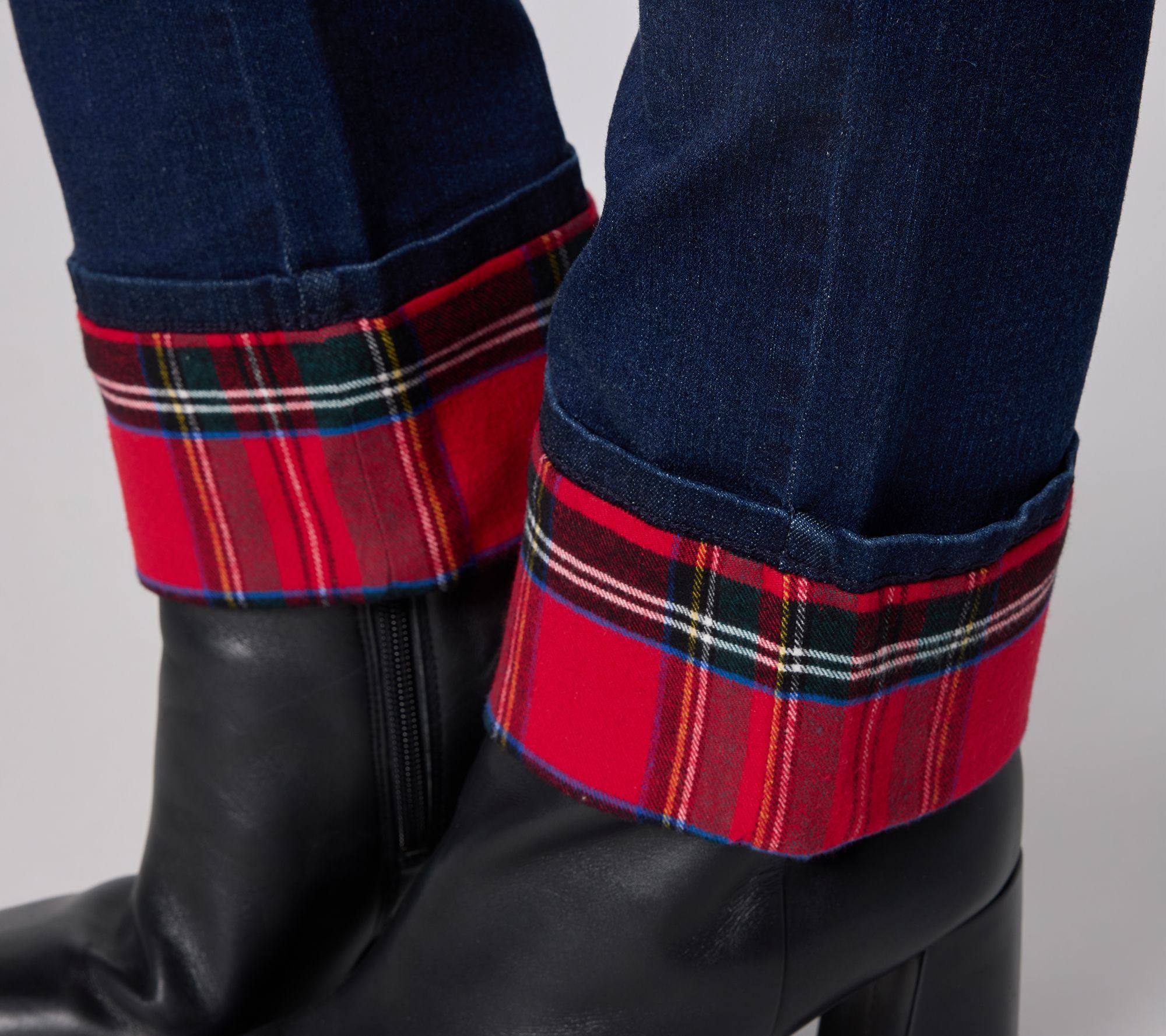Belle by Kim Gravel Regular TripleLuxe Denim Tartan Cuff Jean