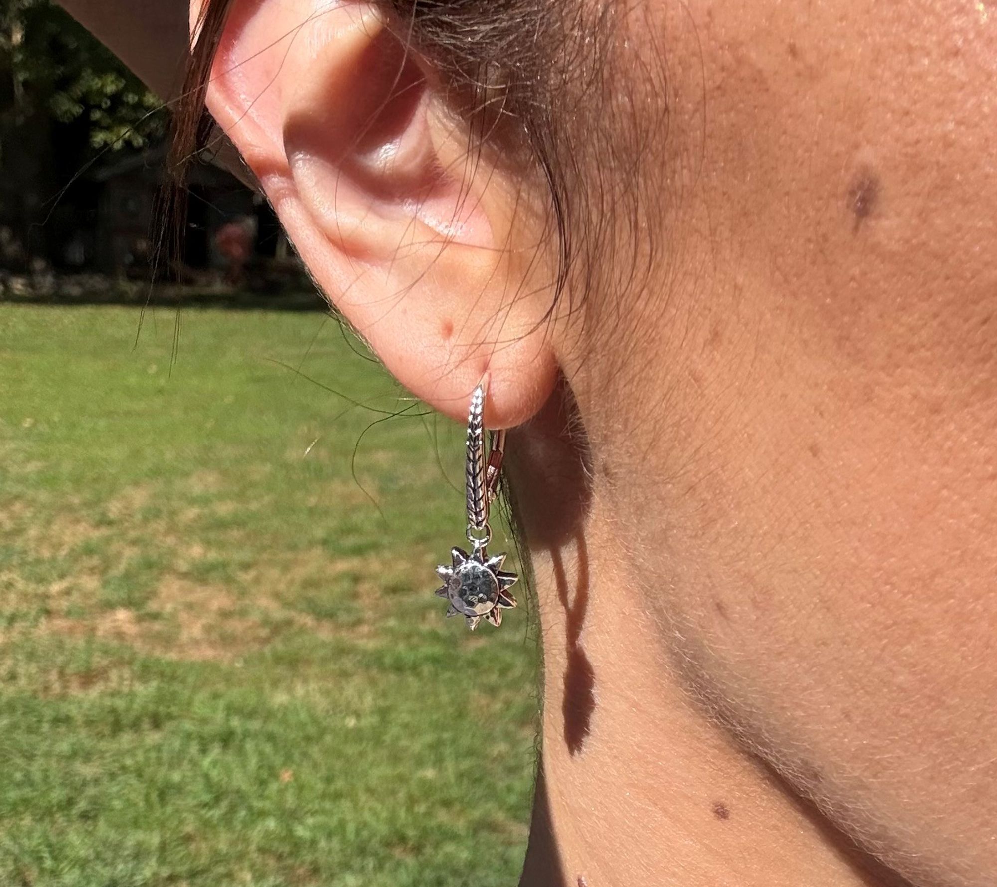 JAI Sterling Silver Symbols of Love Leverback Earrings