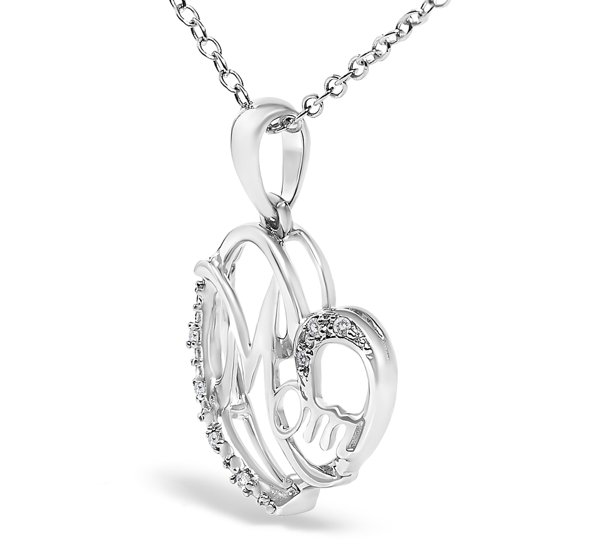 Haus of Brilliance Diamond Mom Heart Necklace,Sterling