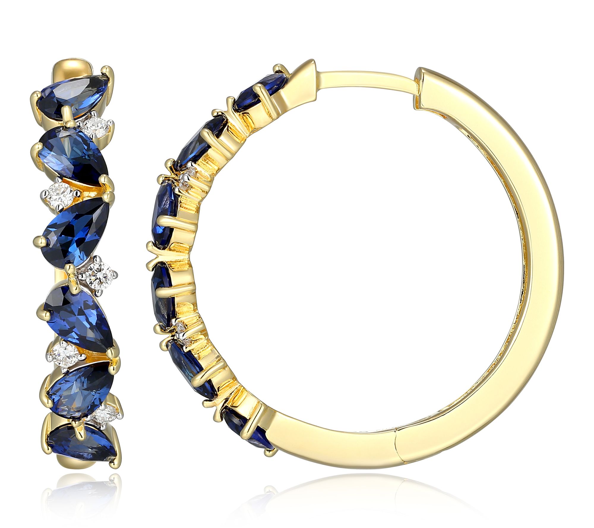LuxLab Grown Gemstone & Diamond Hoop Earrings,18K Gold Plated