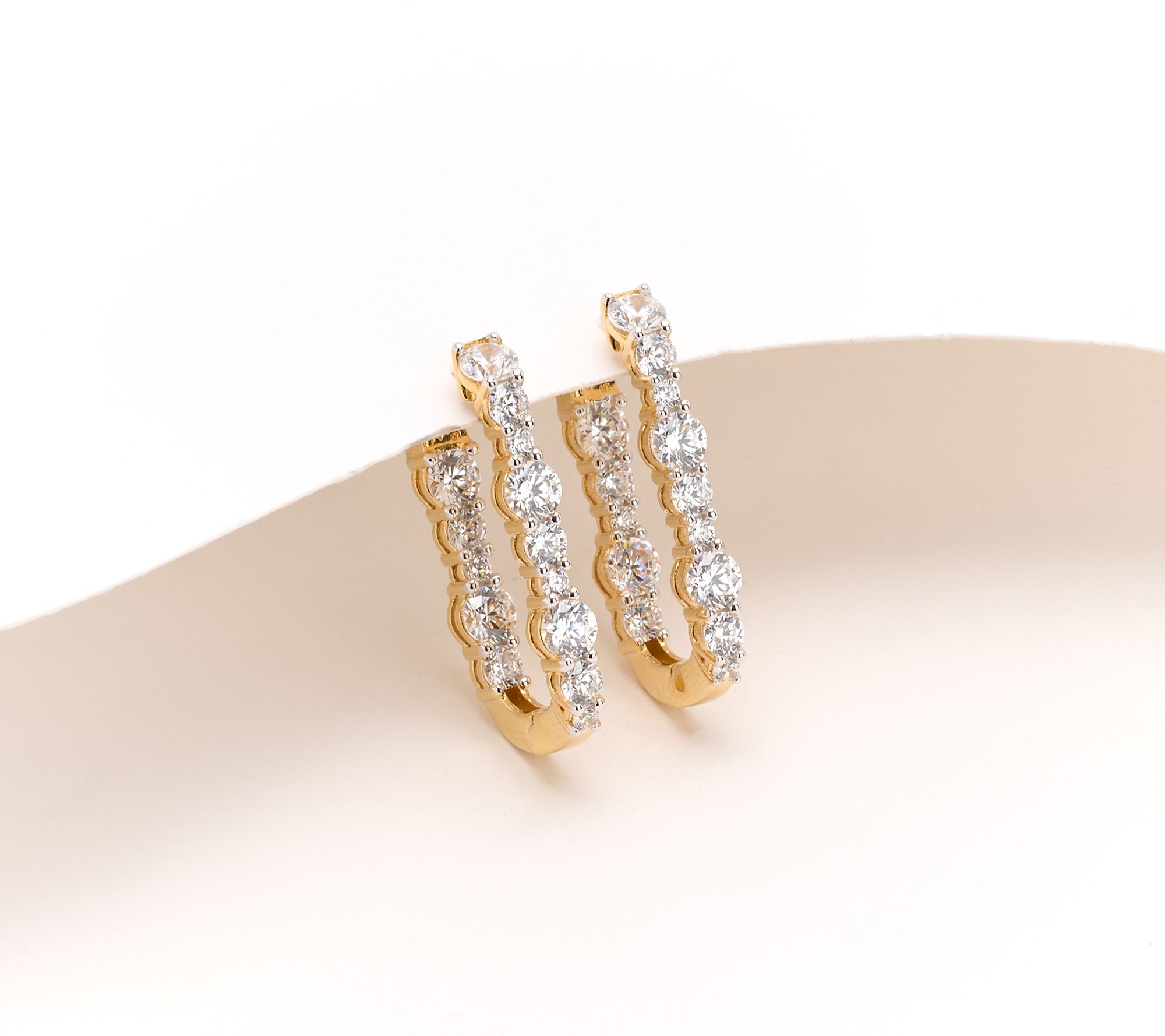 Diamonique x Jennifer Miller Elongated Oval Hoop Earrings, Sterling Silver