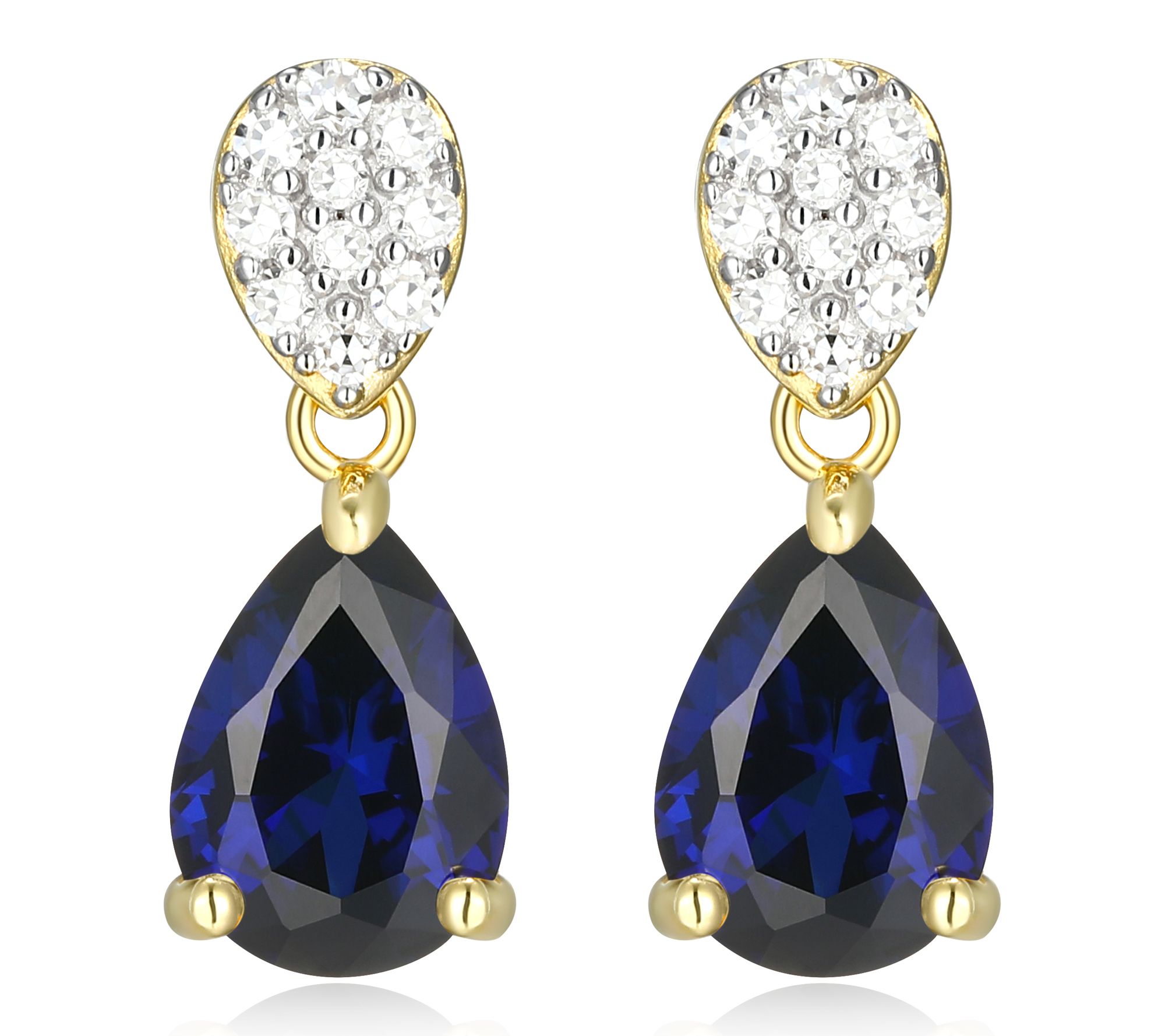 LuxLab Grown Pear Birthstone & Diamond Earrings , 18K Plated