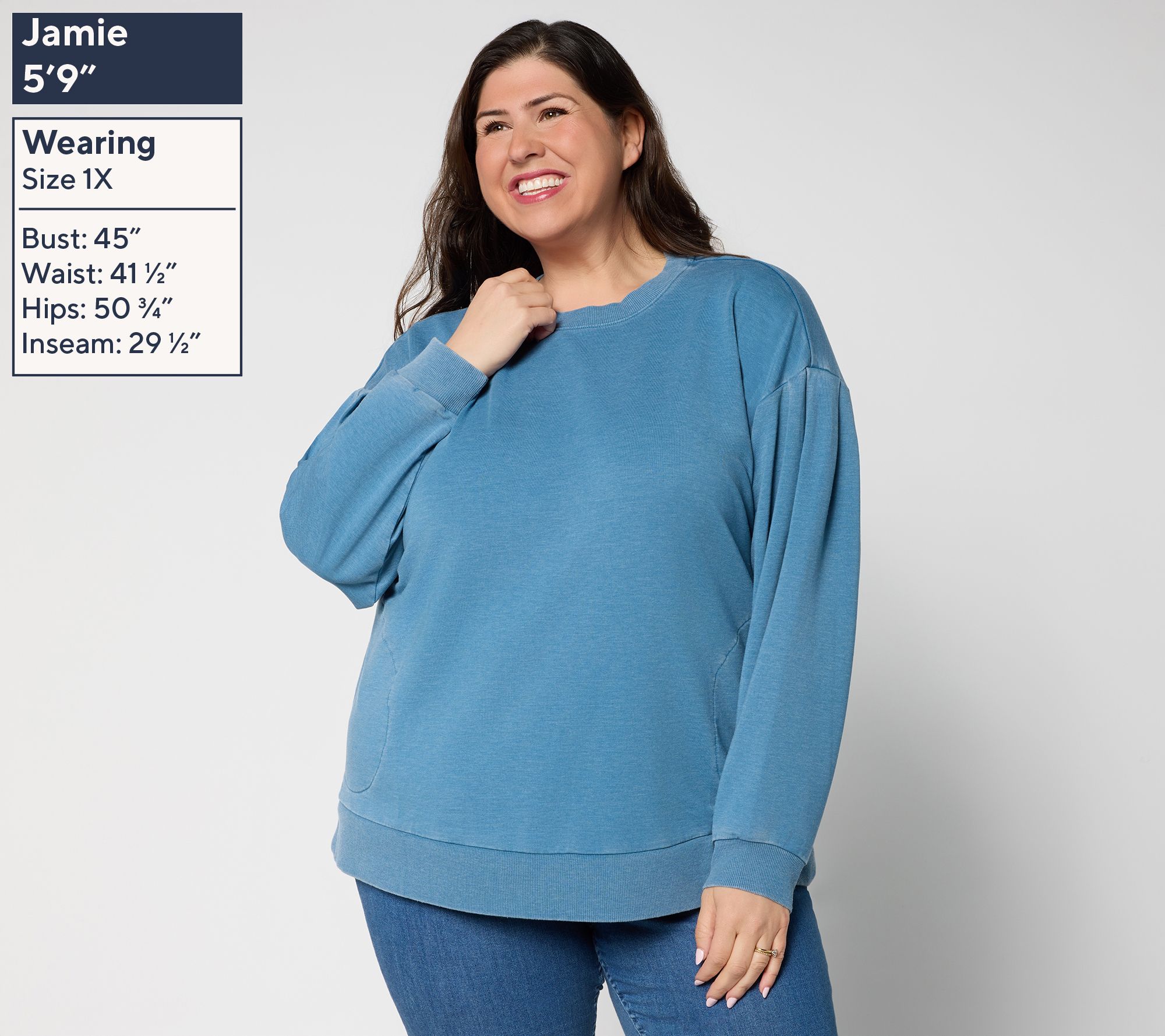 LOGO by Lori Goldstein French Terry Pleat-Detail Sweatshirt