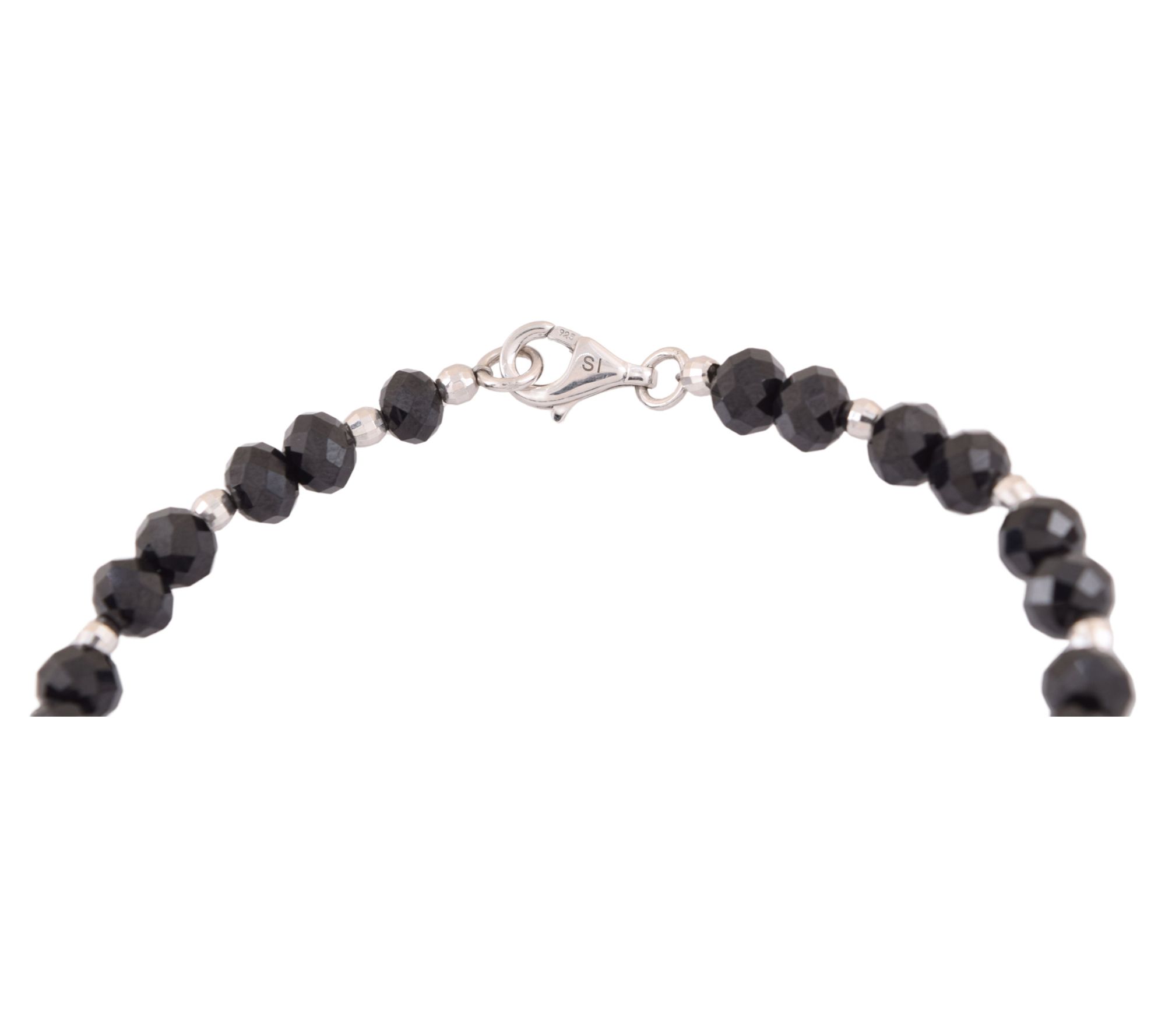 925 Sterling Silver Black Spinel Beaded Bracelet