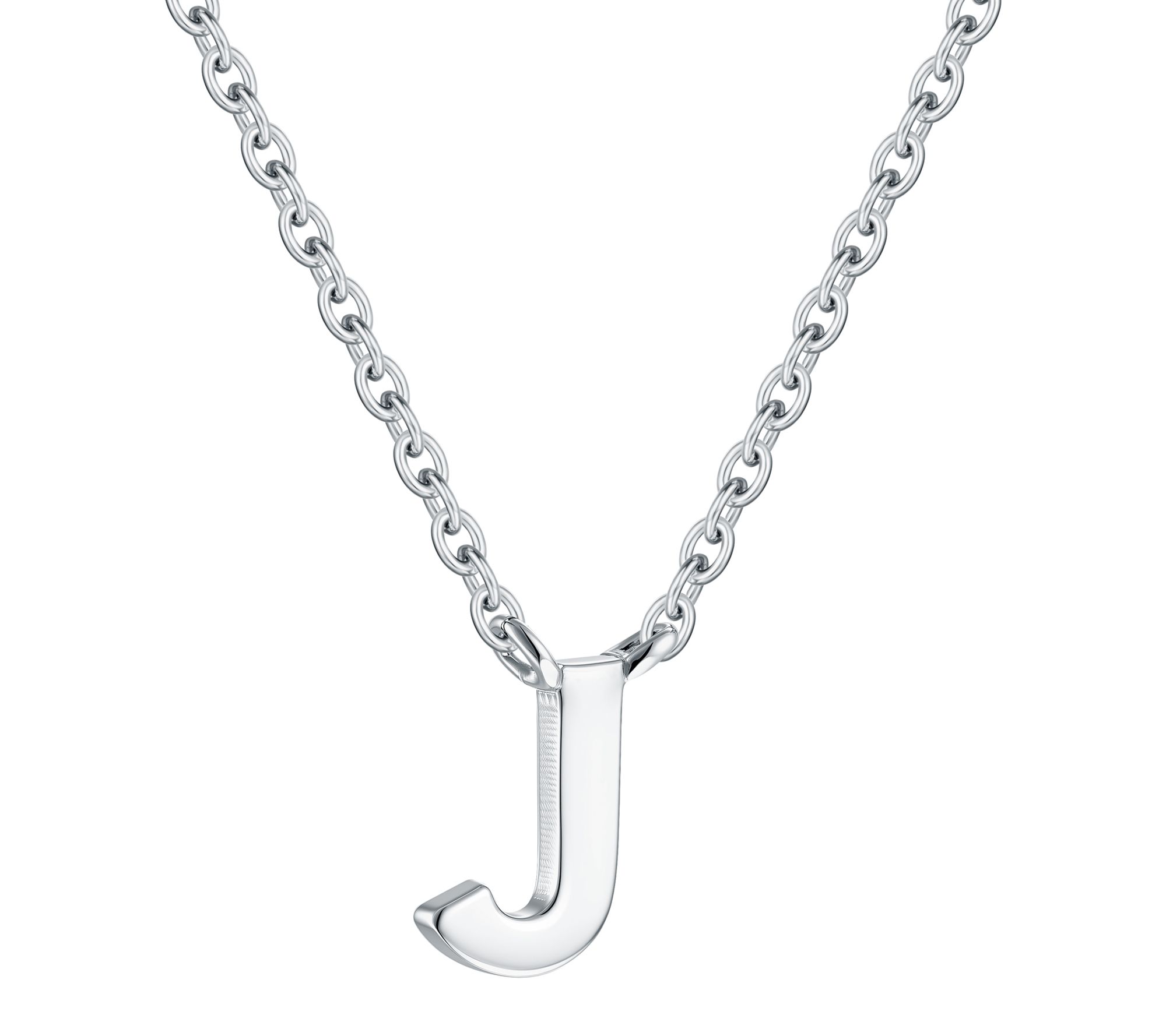 Silver Style Initial Charm Necklace, Sterling