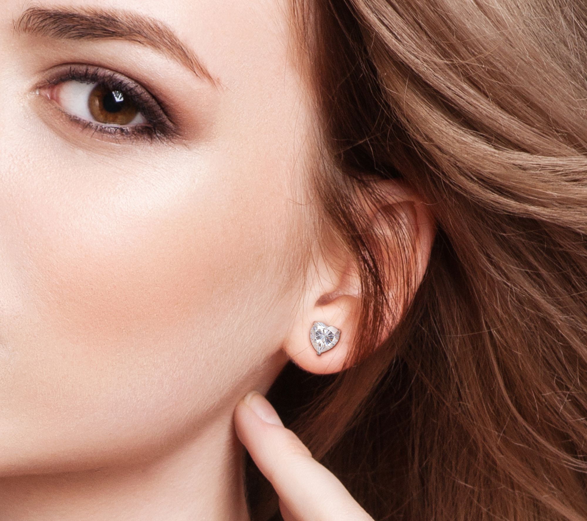 MoissanIce 5.90 cttw Heart Necklace & Earrings Set, Sterling