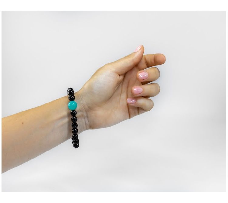 Alkeme Onyx & Amazonite Beaded Stretch Bracelet