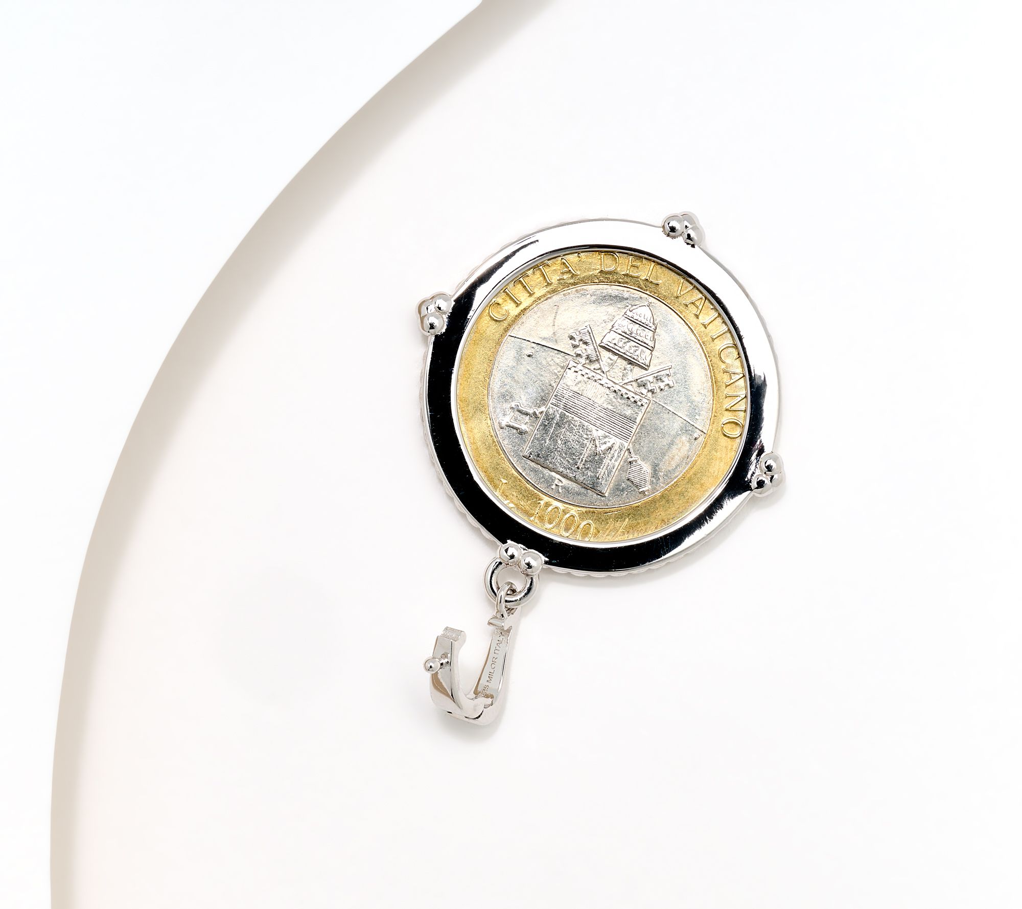 David Markstein Sterling Silver Genuine Vatican Lira Coin Necklace