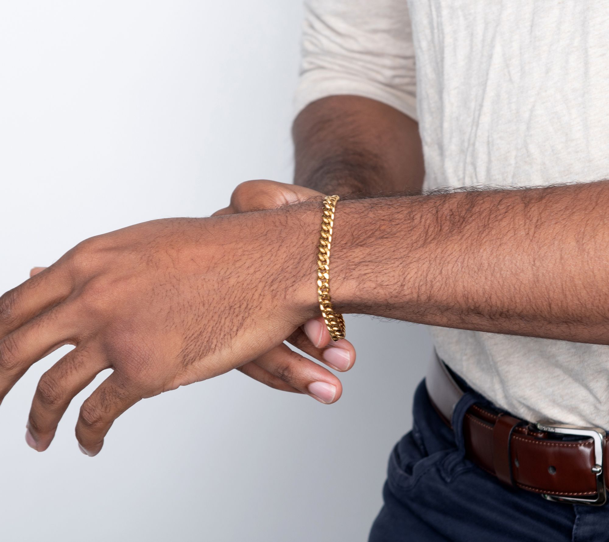 Verve Men's Goldtone Stainless Steel Wide Cur bLink Bracelet