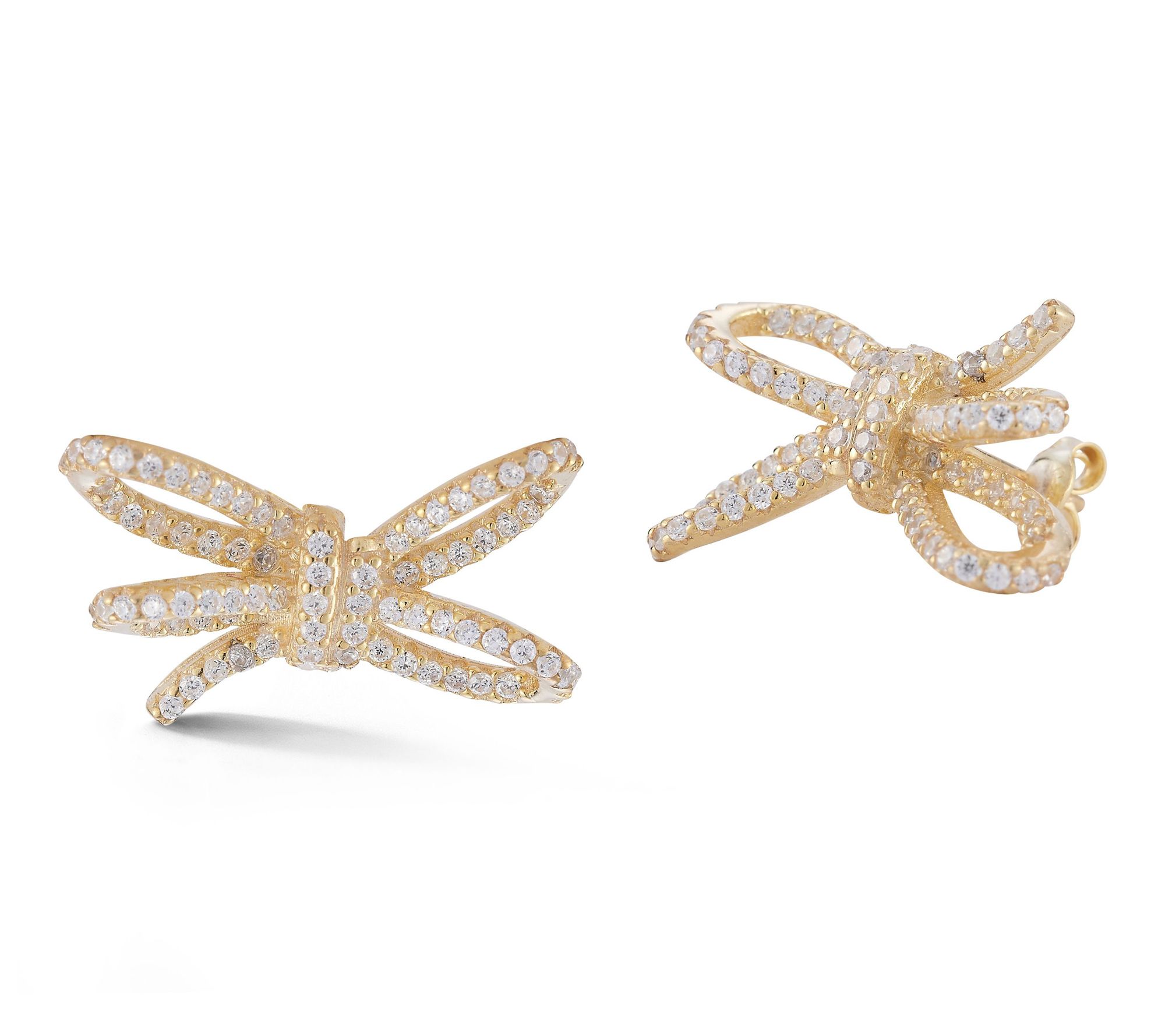 Sterlina Silver Pave Double Knot Stud Earrings,Sterling