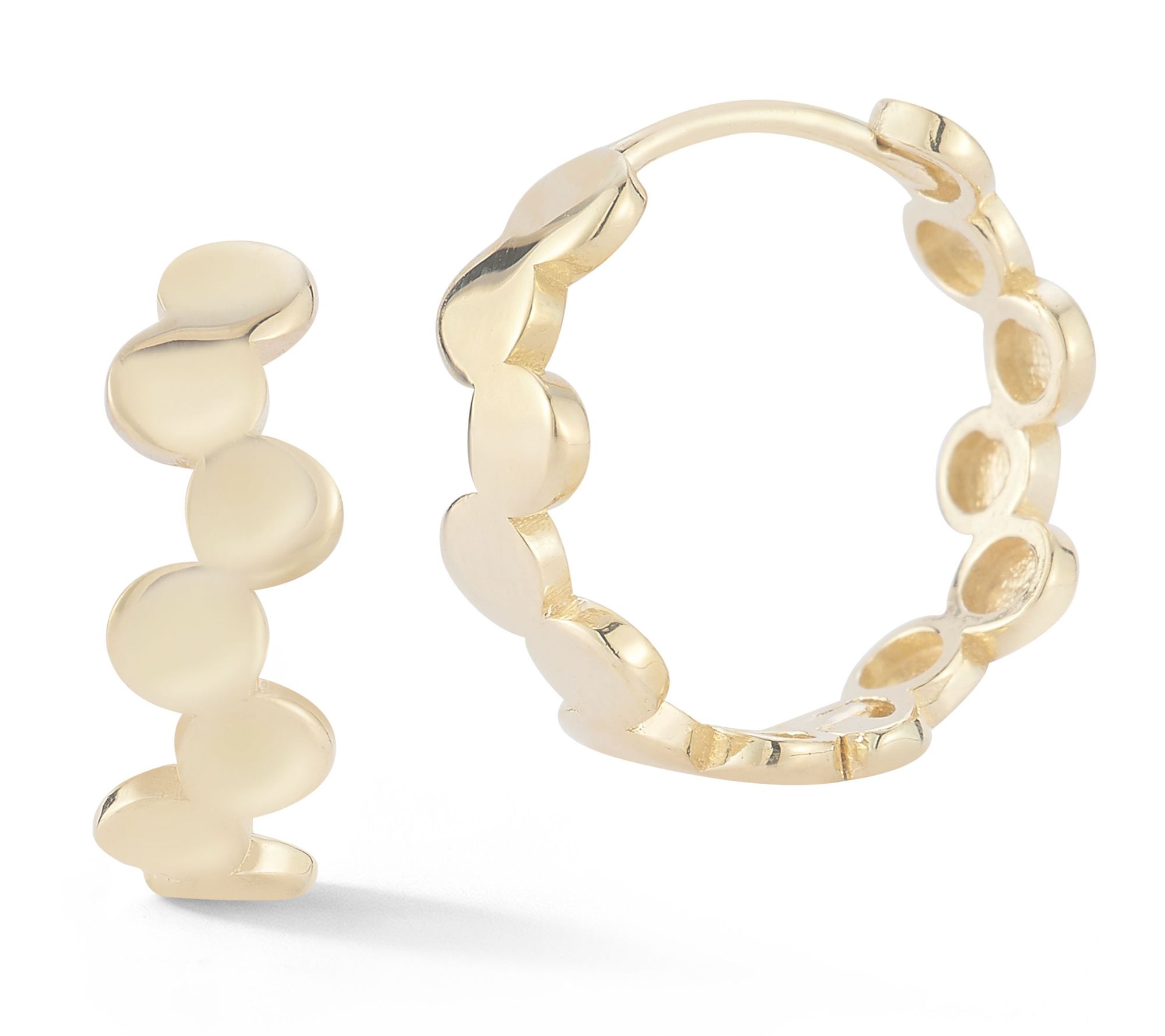 Luminosa Gold Round Bubble Huggie Hoop Earrings, 14K