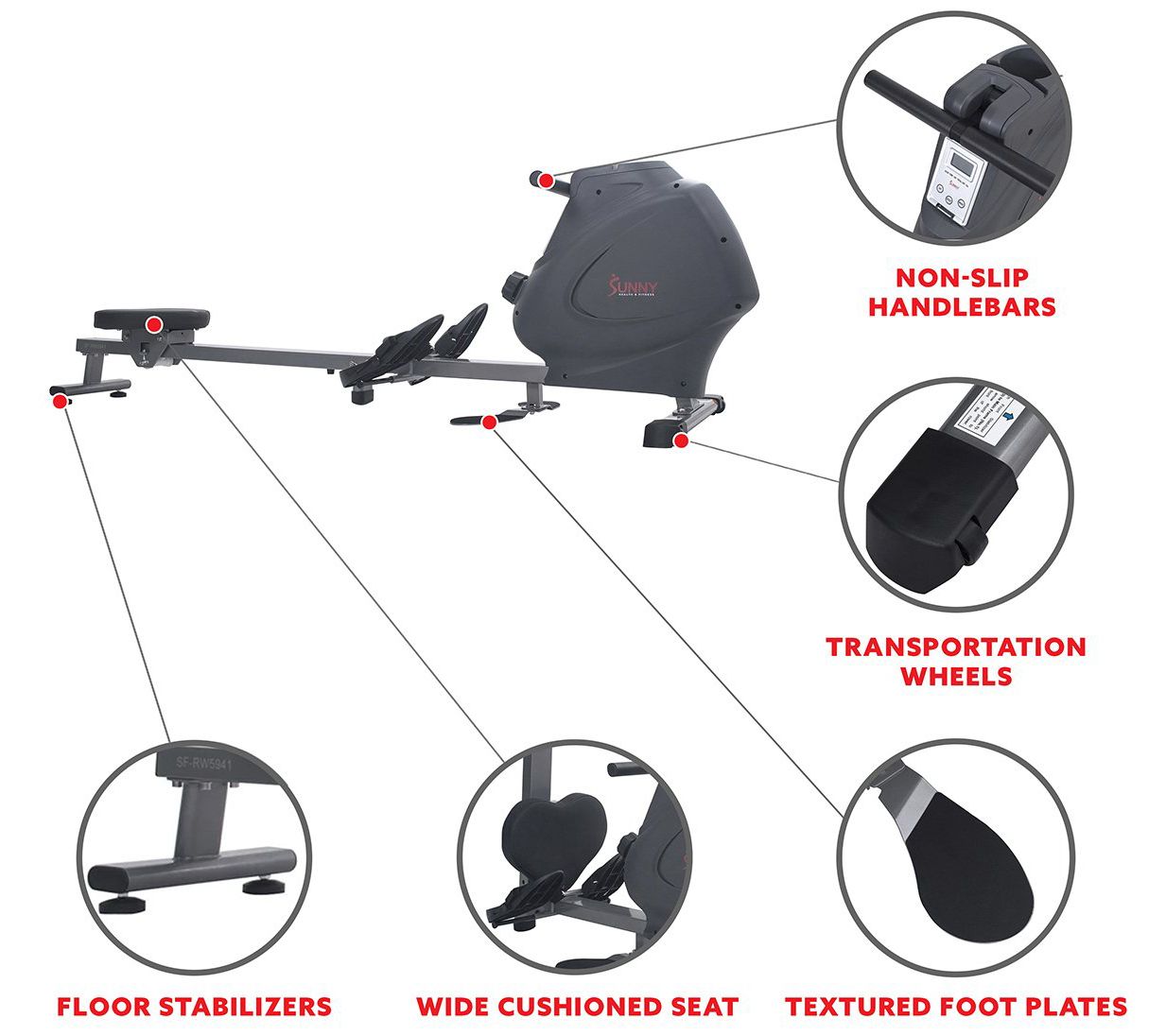 Sunny Health Fitness Multifunction Rowing Machine SF-RW5941