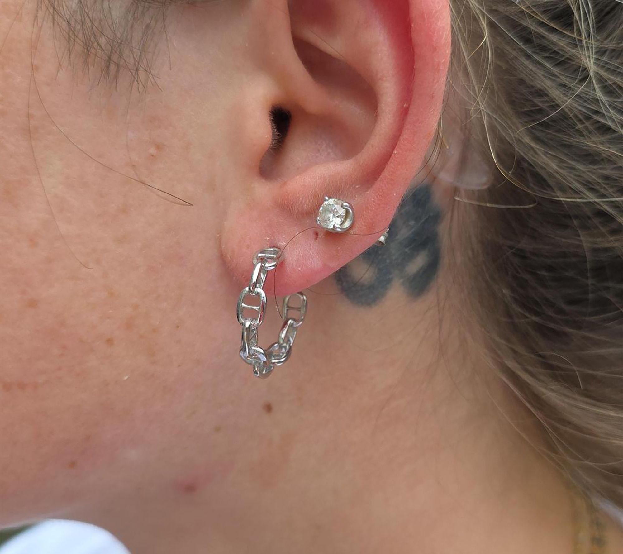 Silver Style Mariner Link Oval Hoop Earrings, Sterling