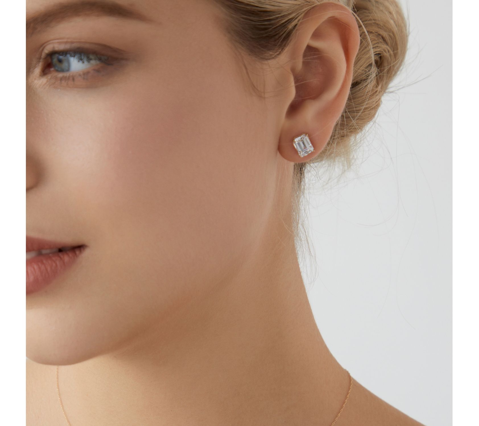 Diamonique 3.00 cttw Stud Earrings, 14K Gold