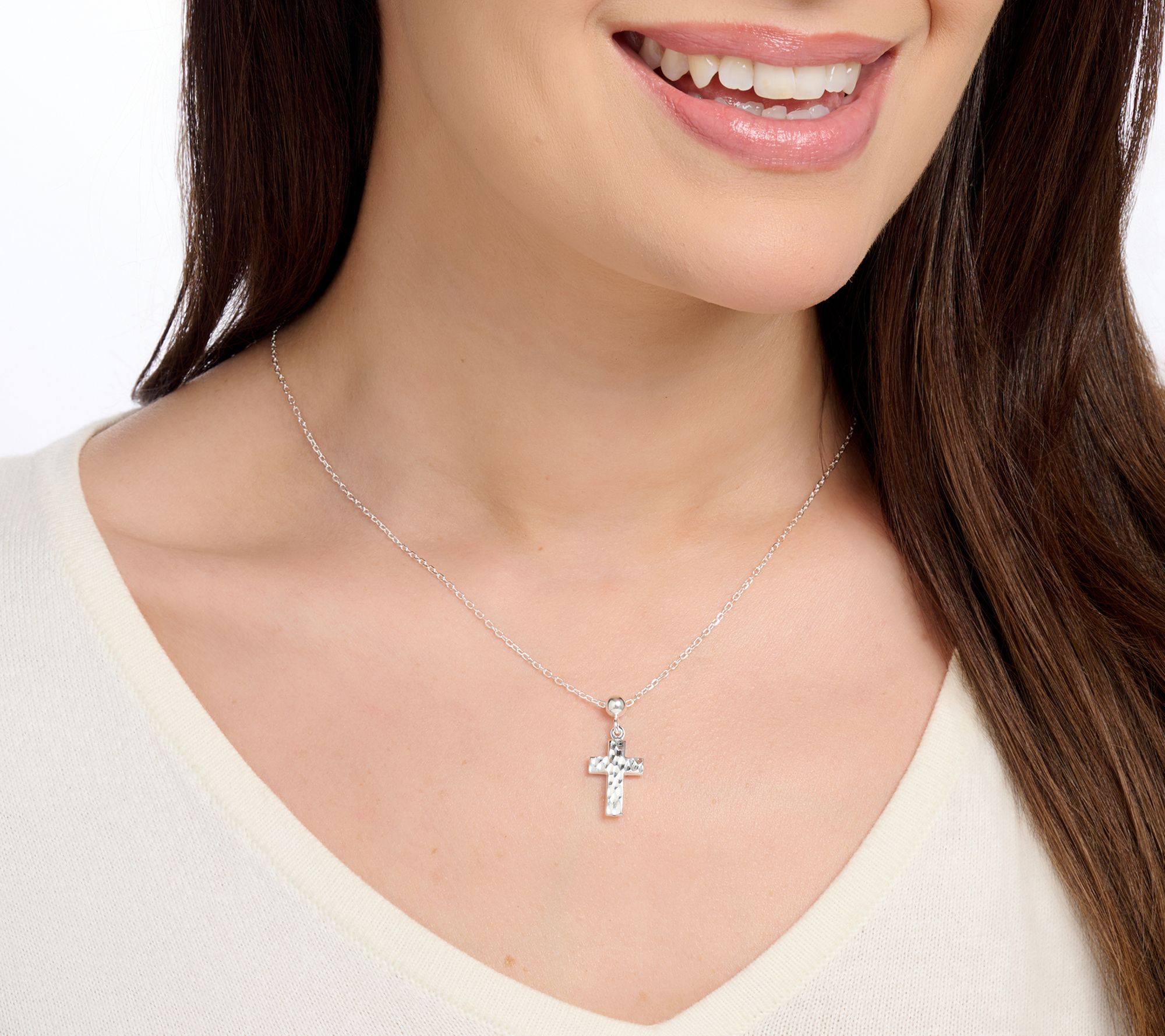 UltraFine 950 Silver Reversible Cross Motif Necklace