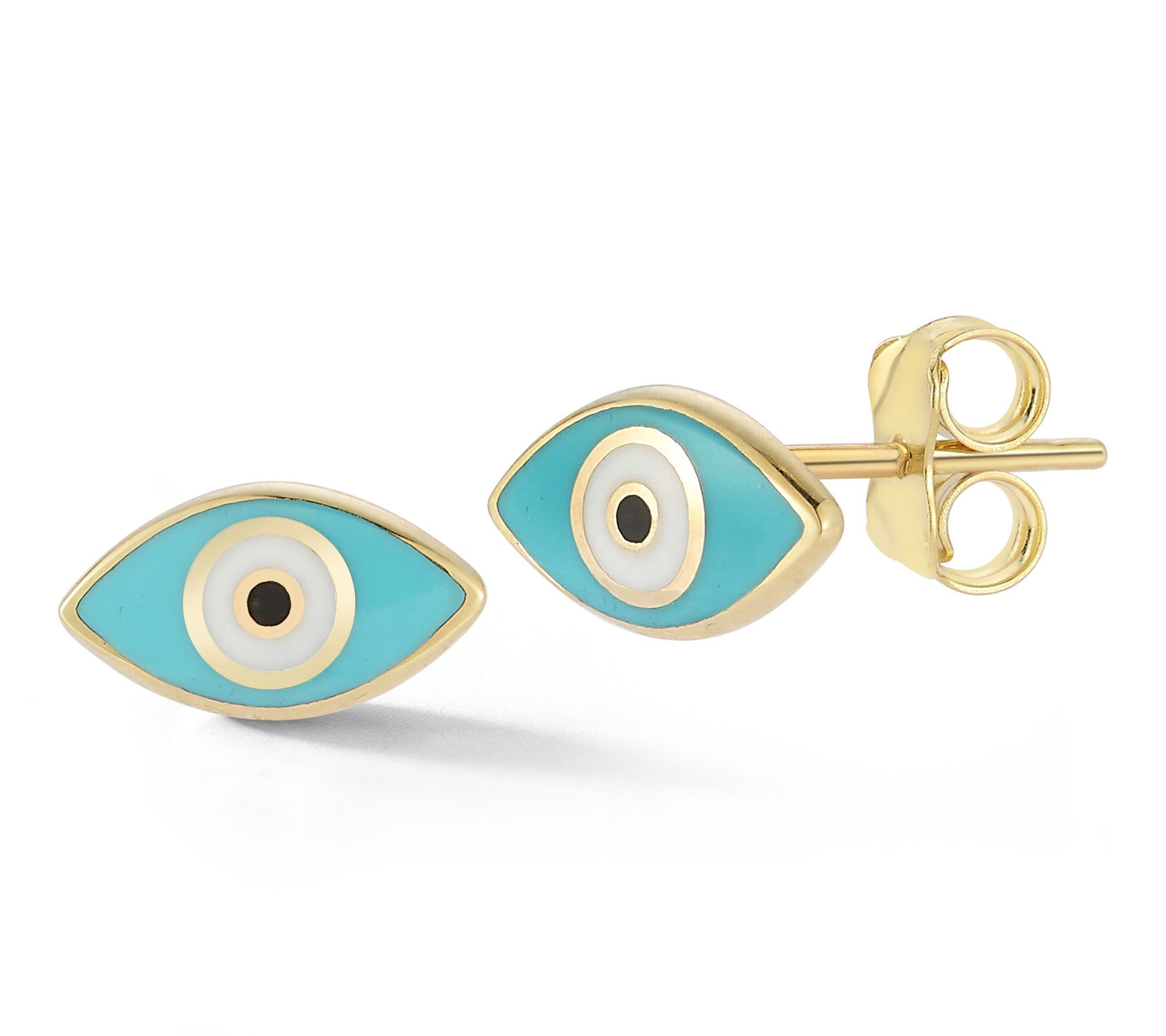Luminosa Gold Enamel Evil Eye Stud Earrings, 14K
