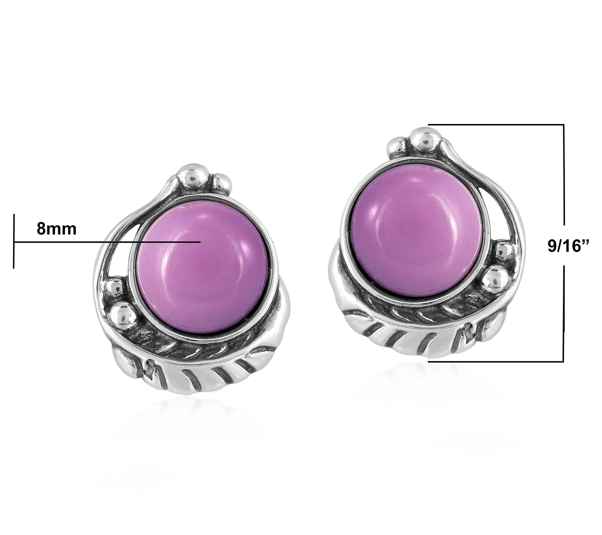 American West Sterling Silver Gemstone Button Earrings