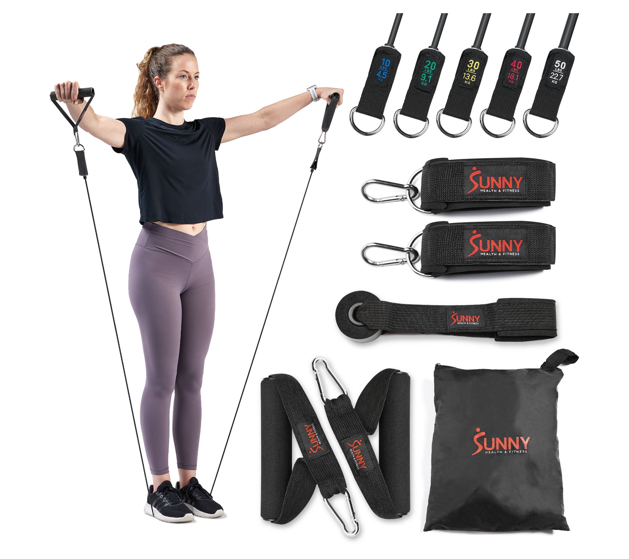 Sunny Health Fitness Resistance Elastic Tube Set