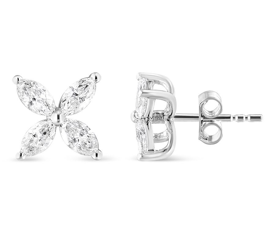 Haus of Brilliance Floral Lab-Grown Diamond Stud Earrings, 14K