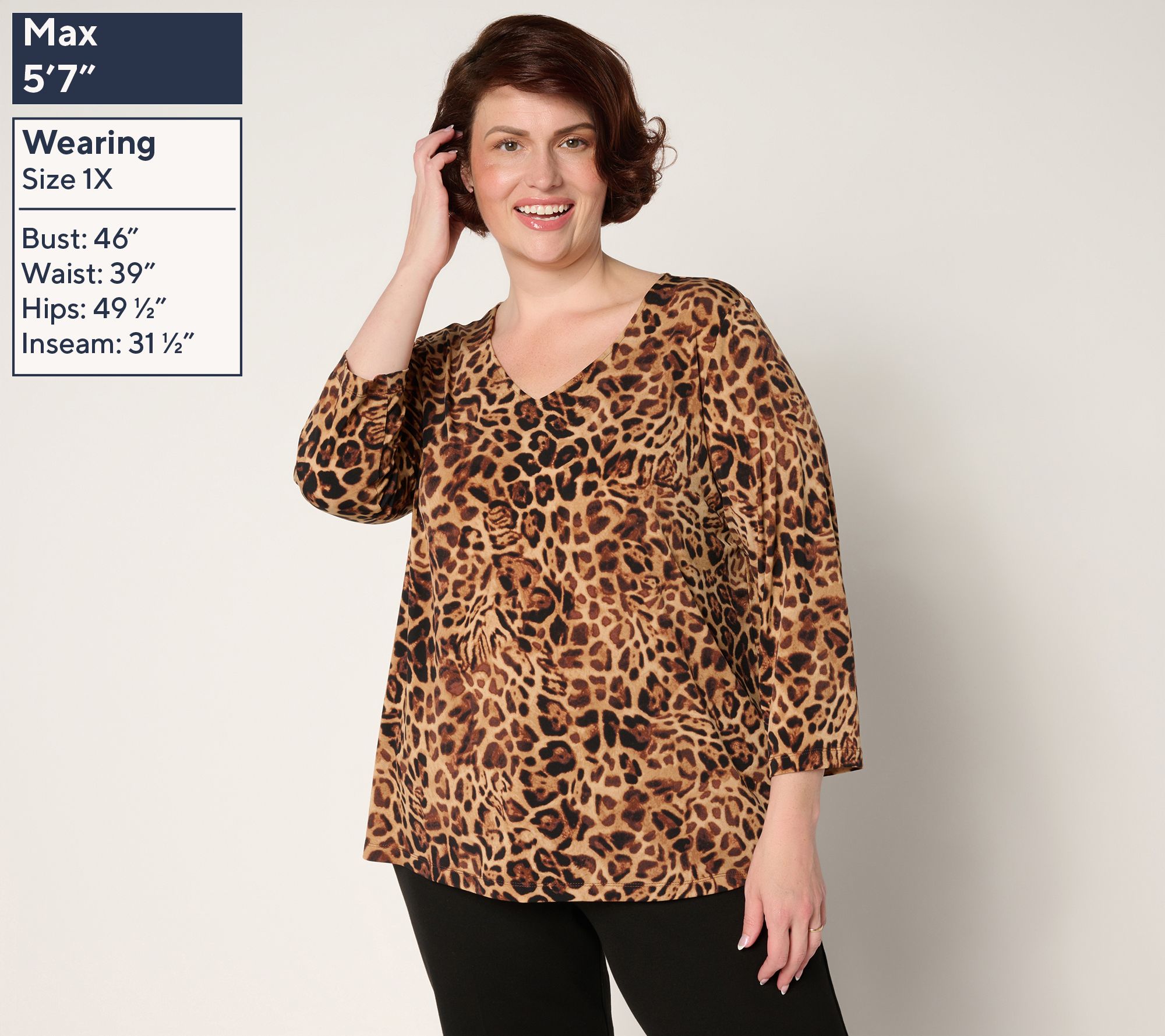 Susan Graver Set of 2 Liquid Knit Print & Solid Tops