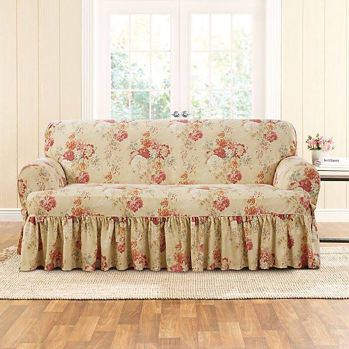 Sure Fit Ballad Bouquet T-Loveseat Slipcover - Blush