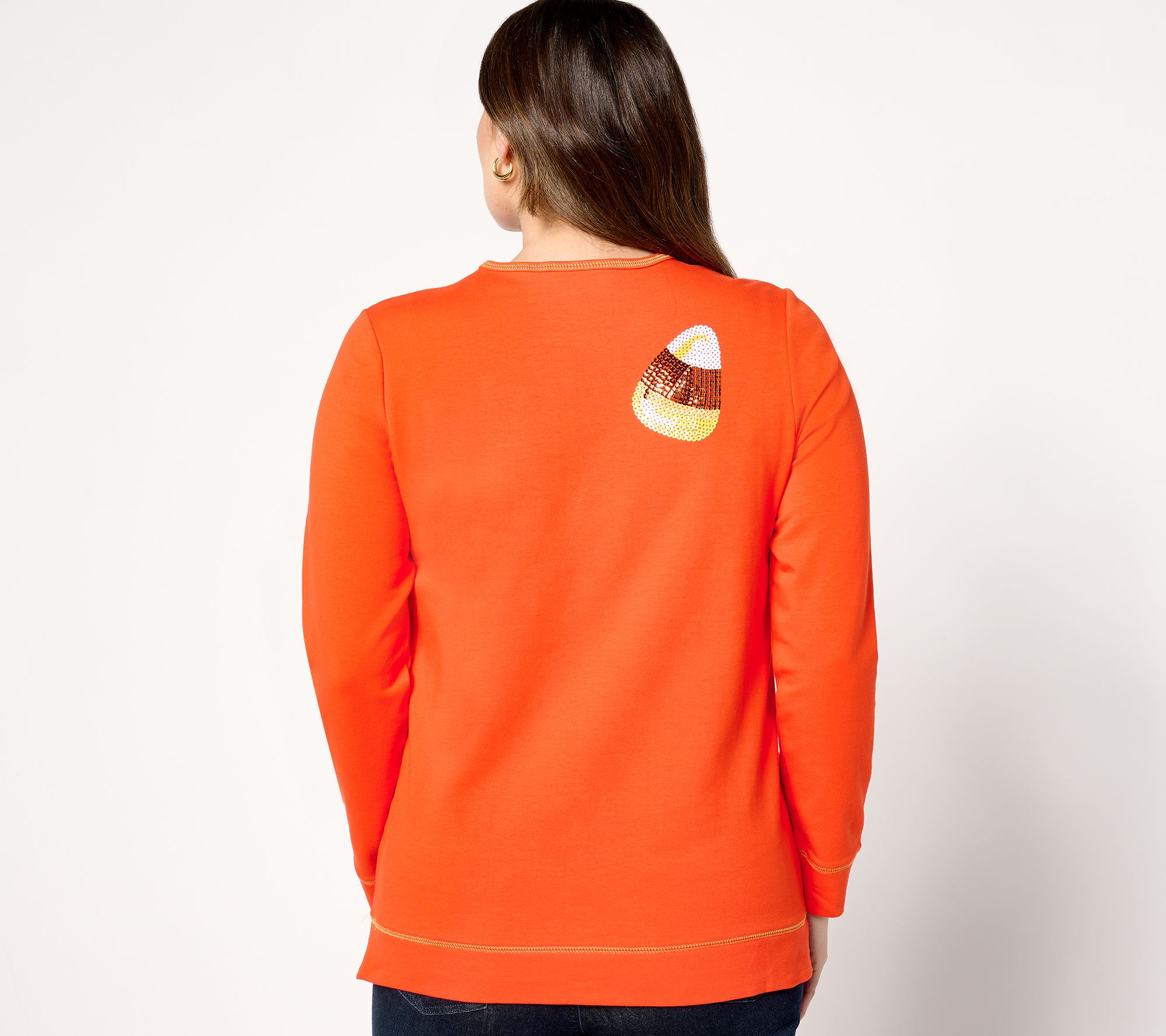 Quacker Factory Kisses of Autumn Sequin French Terry Top