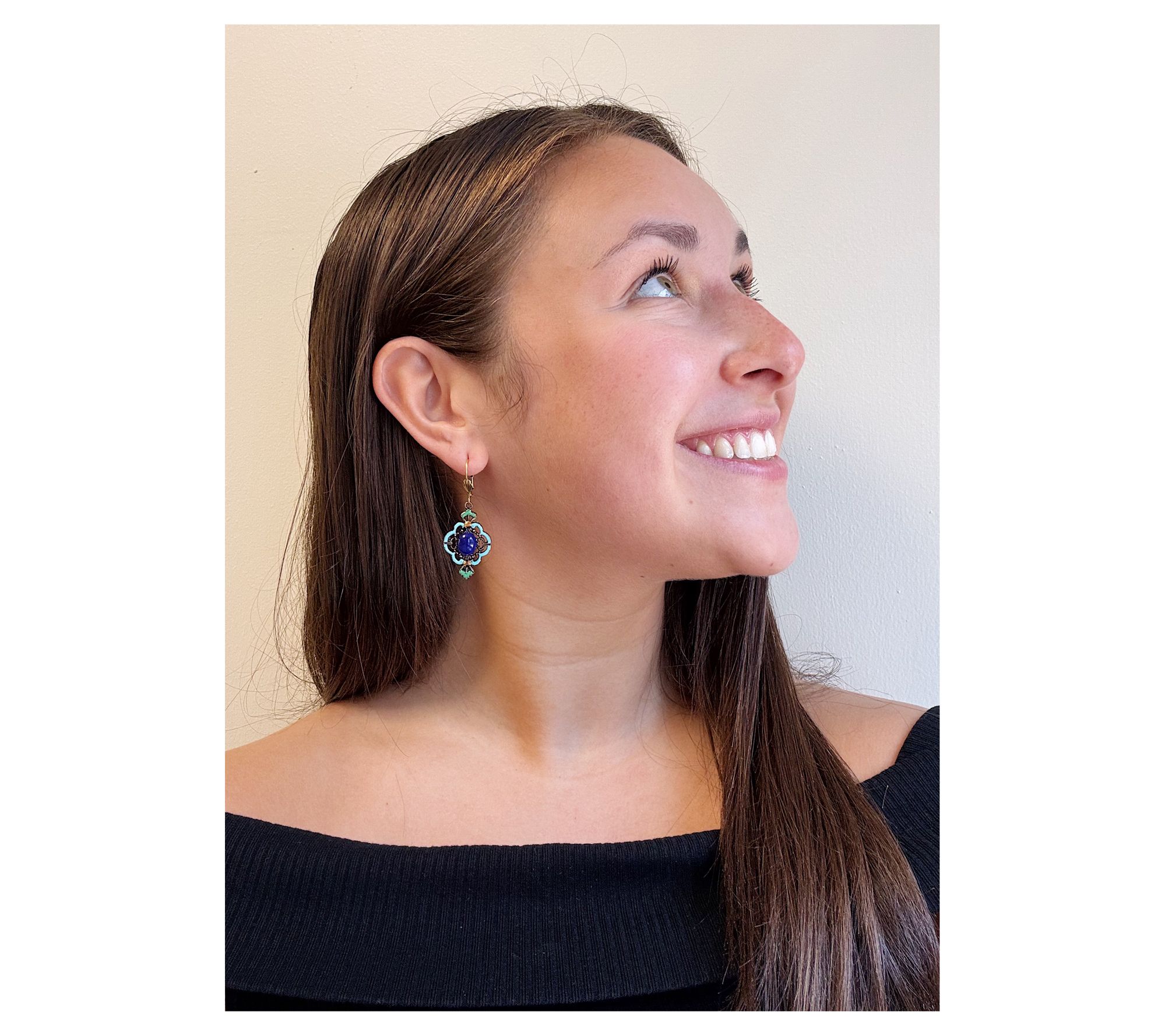 Anne Koplik Blue Crystal Revival Dangle Earrings