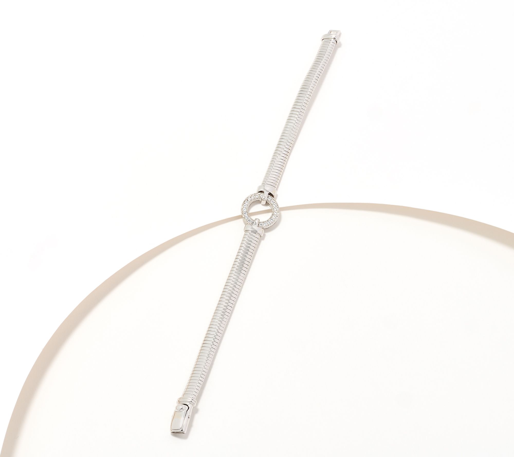 Diamonique Italia Center-Circle Tubogas Bracelet, Sterl