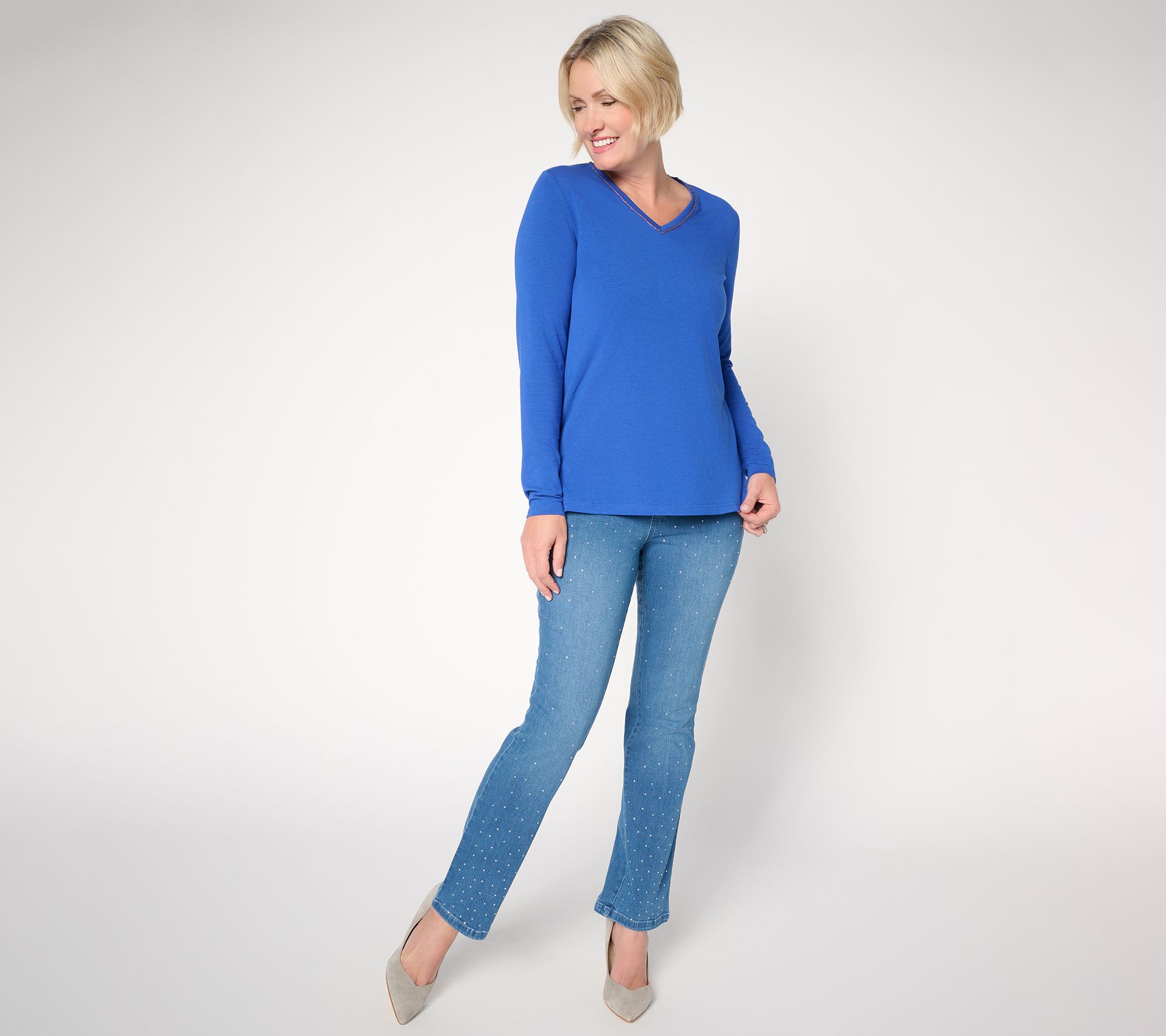 Belle by Kim Gravel Petite TripleLuxeTwill Tonal Twinkle Baby Boot Jean