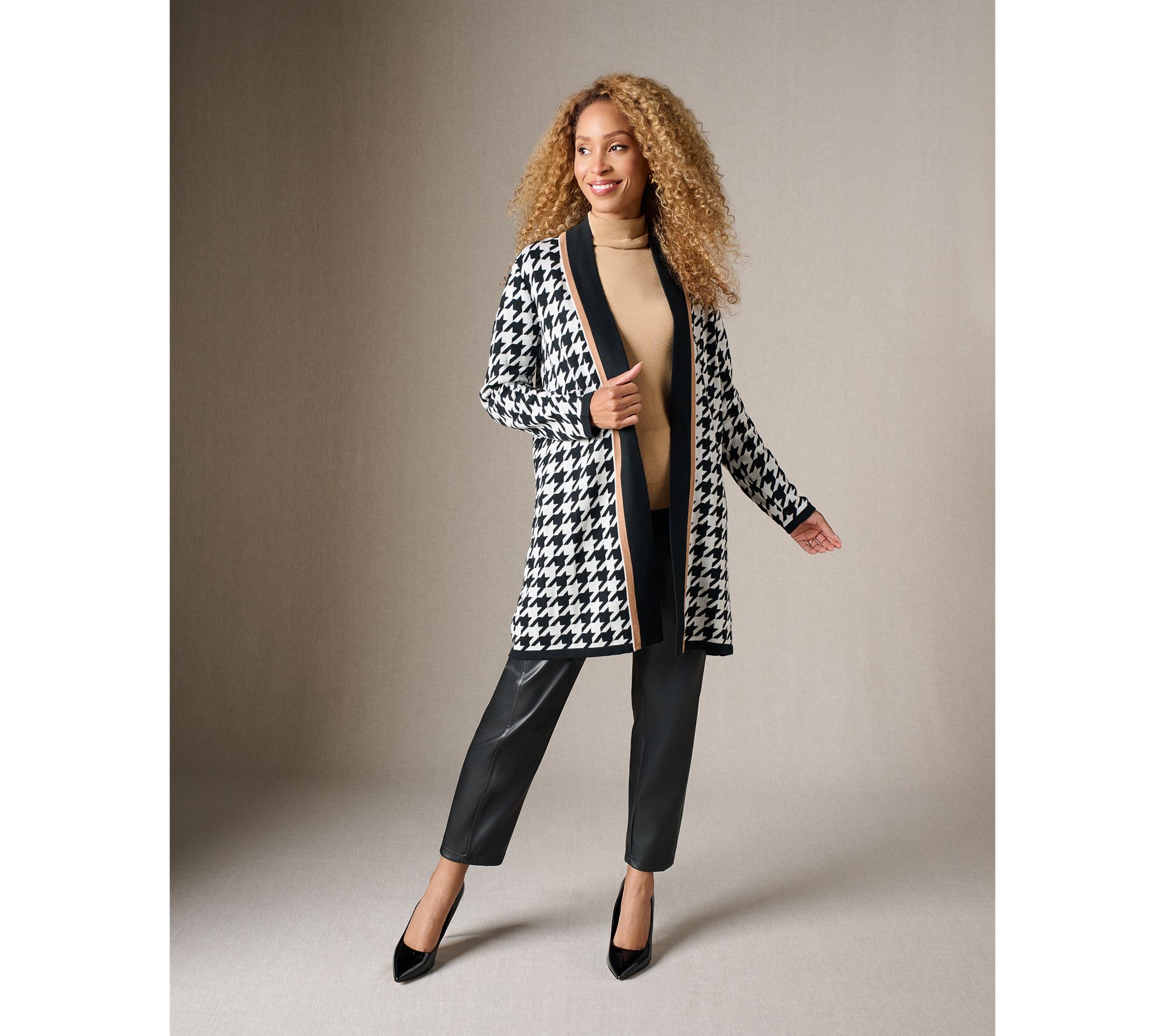 Branids Dress Out Loud Regular Houndstooth Duster Cardigan