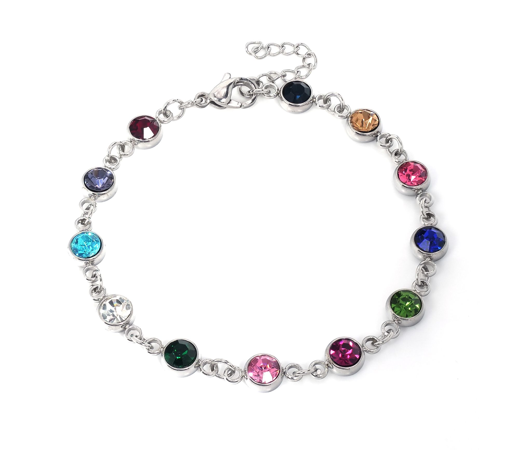 Steel by Design Multicolor Crystal Tennis Bracelet