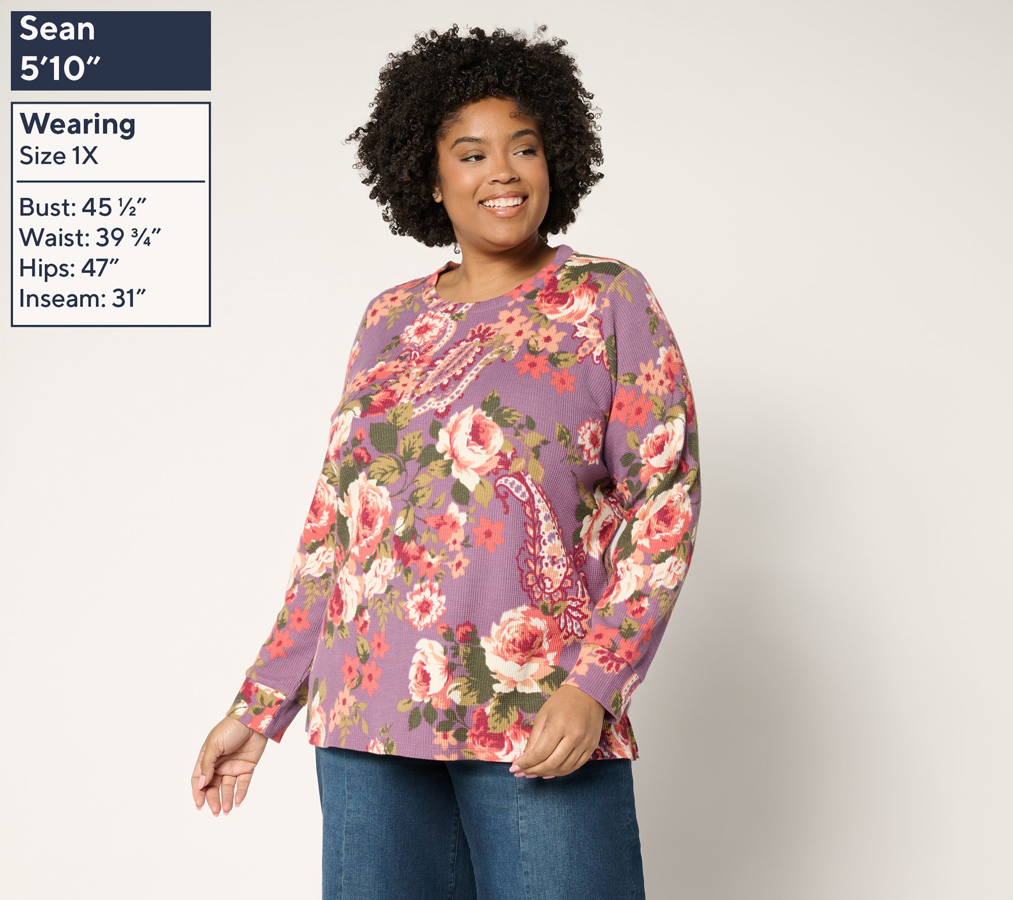 Belle Boho by Kim Gravel Micro Waffle Ranch Floral Print Top