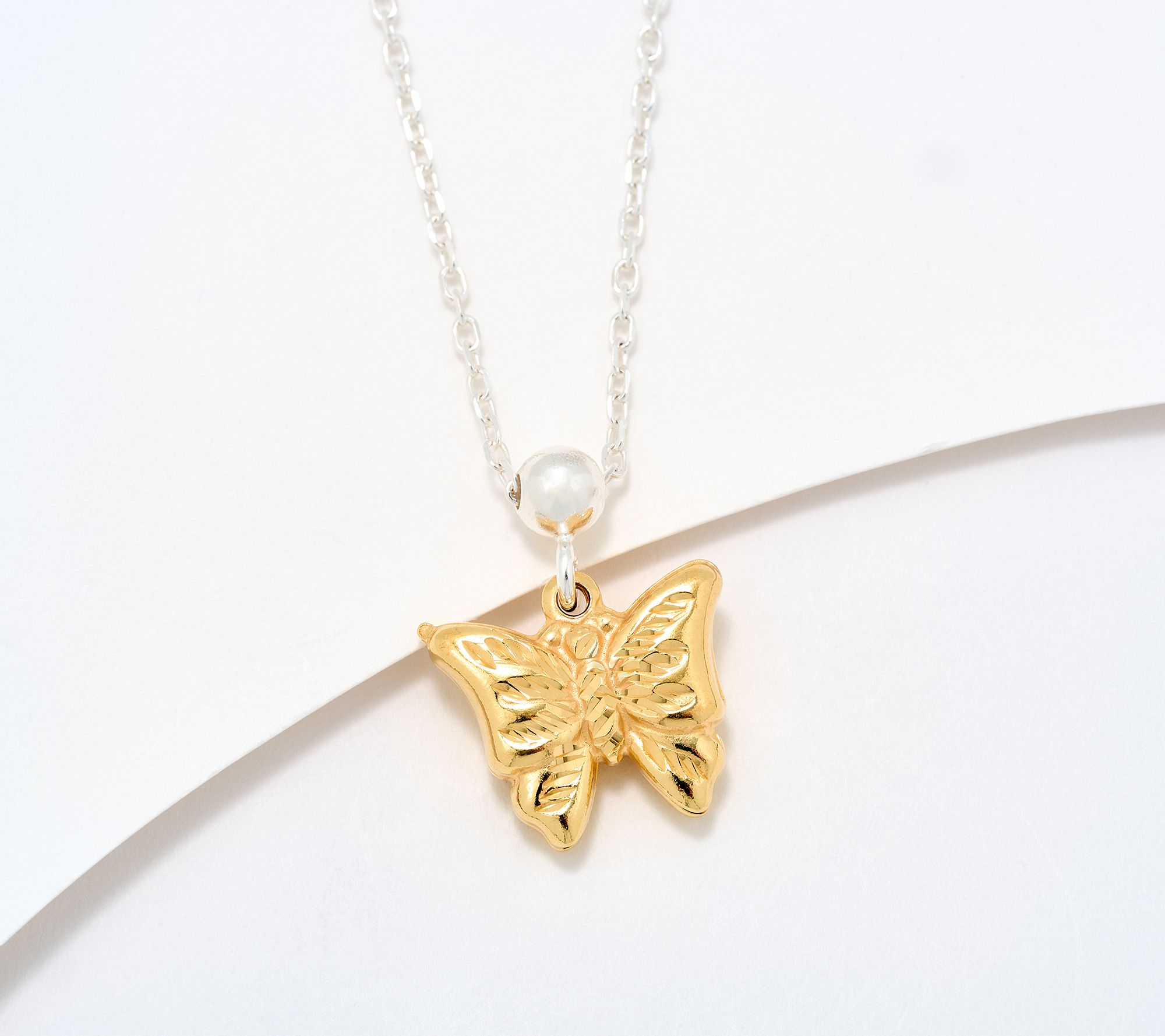 UltraFine 950 Silver Reversible Butterfly Motif Necklace